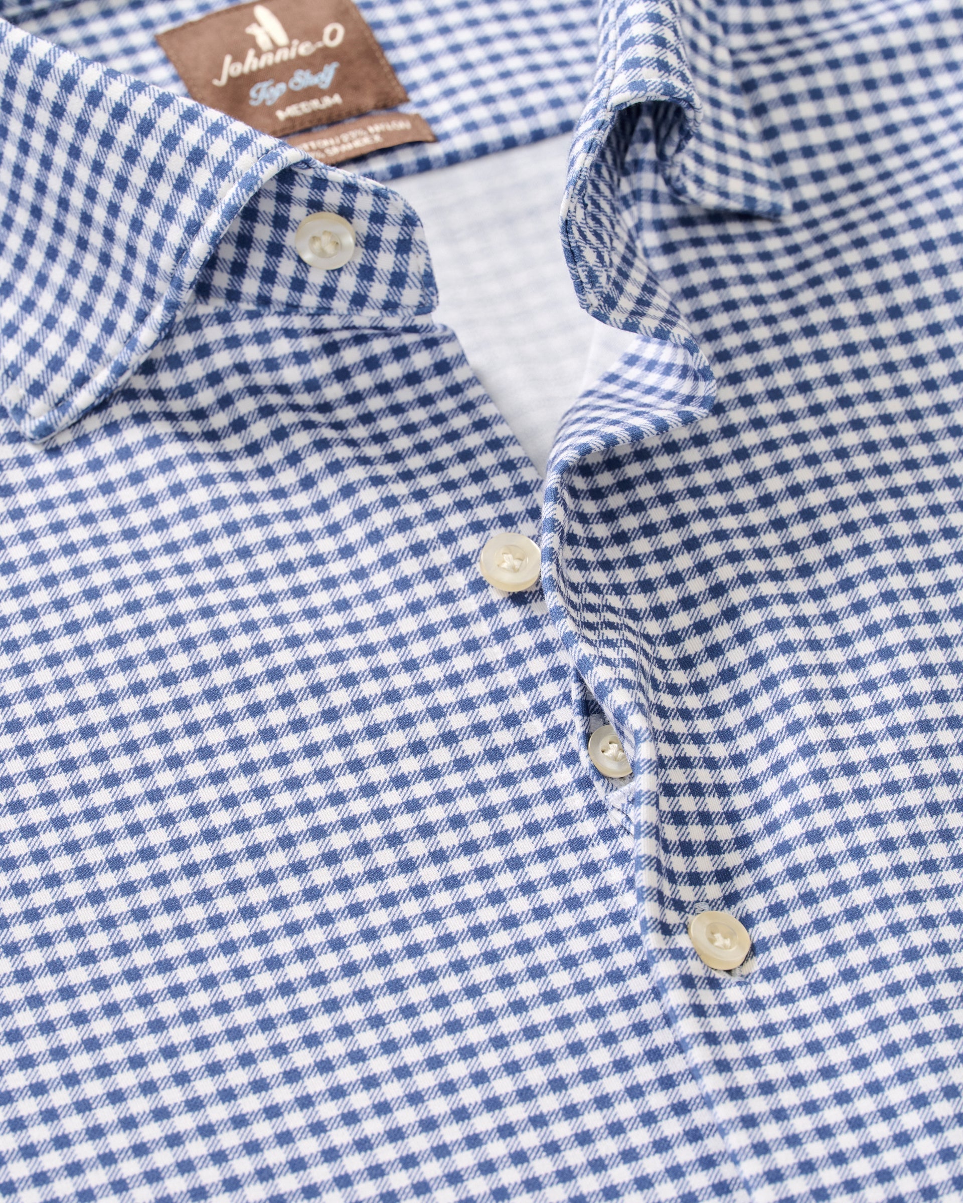 Johnnie-O Fine Pique Knit Button Down Shirt - Albro Check, Navy