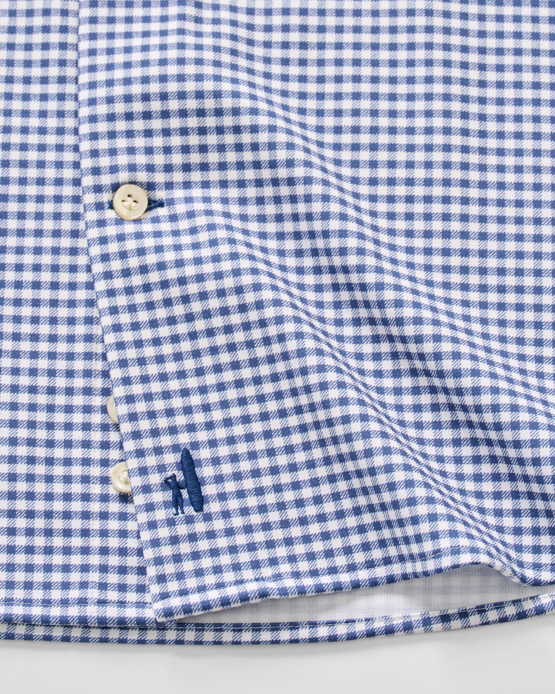 Johnnie-O Fine Pique Knit Button Down Shirt - Albro Check, Navy