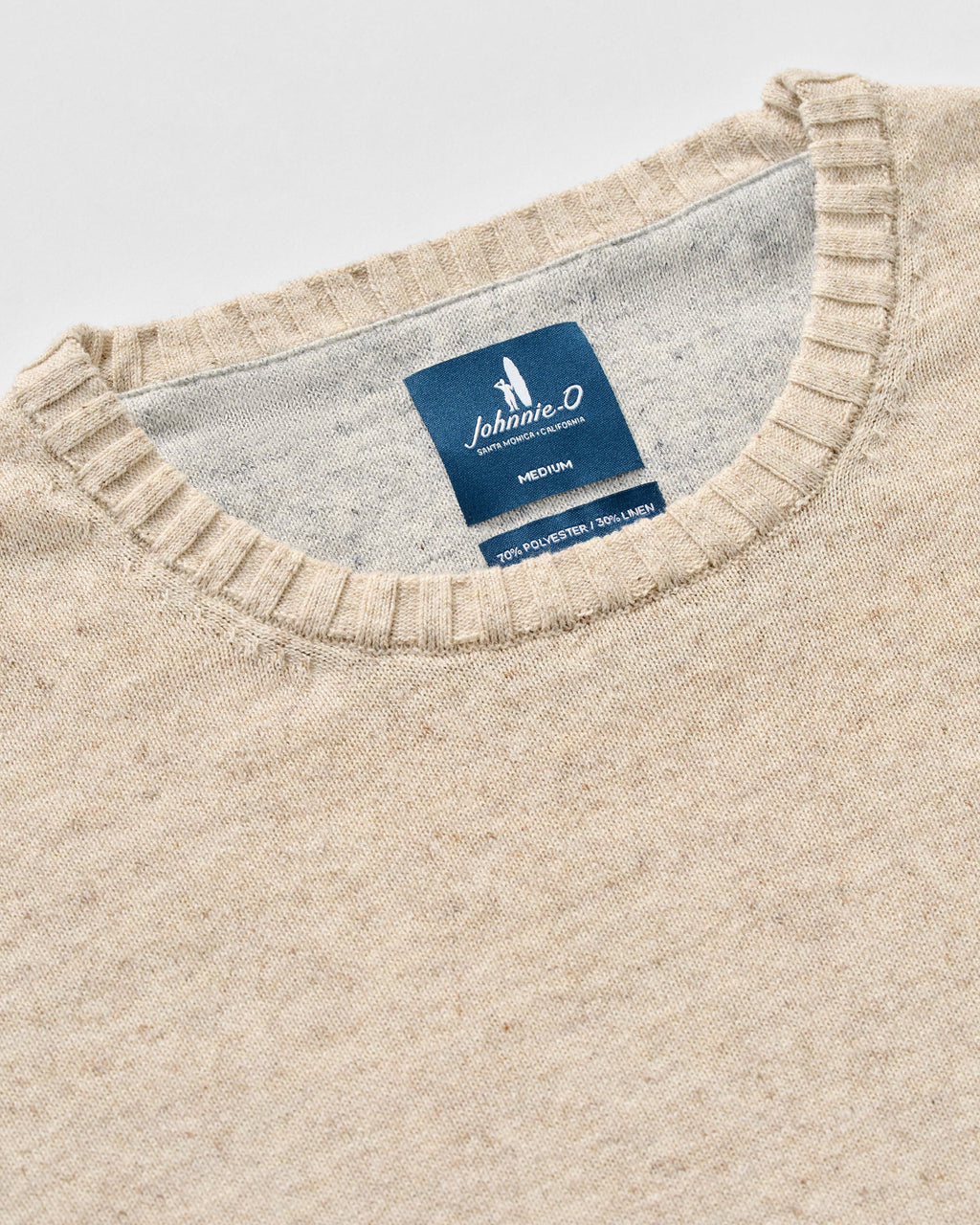 Johnnie-O Albus Heathered Linen Blend Crewneck Sweater, Barley