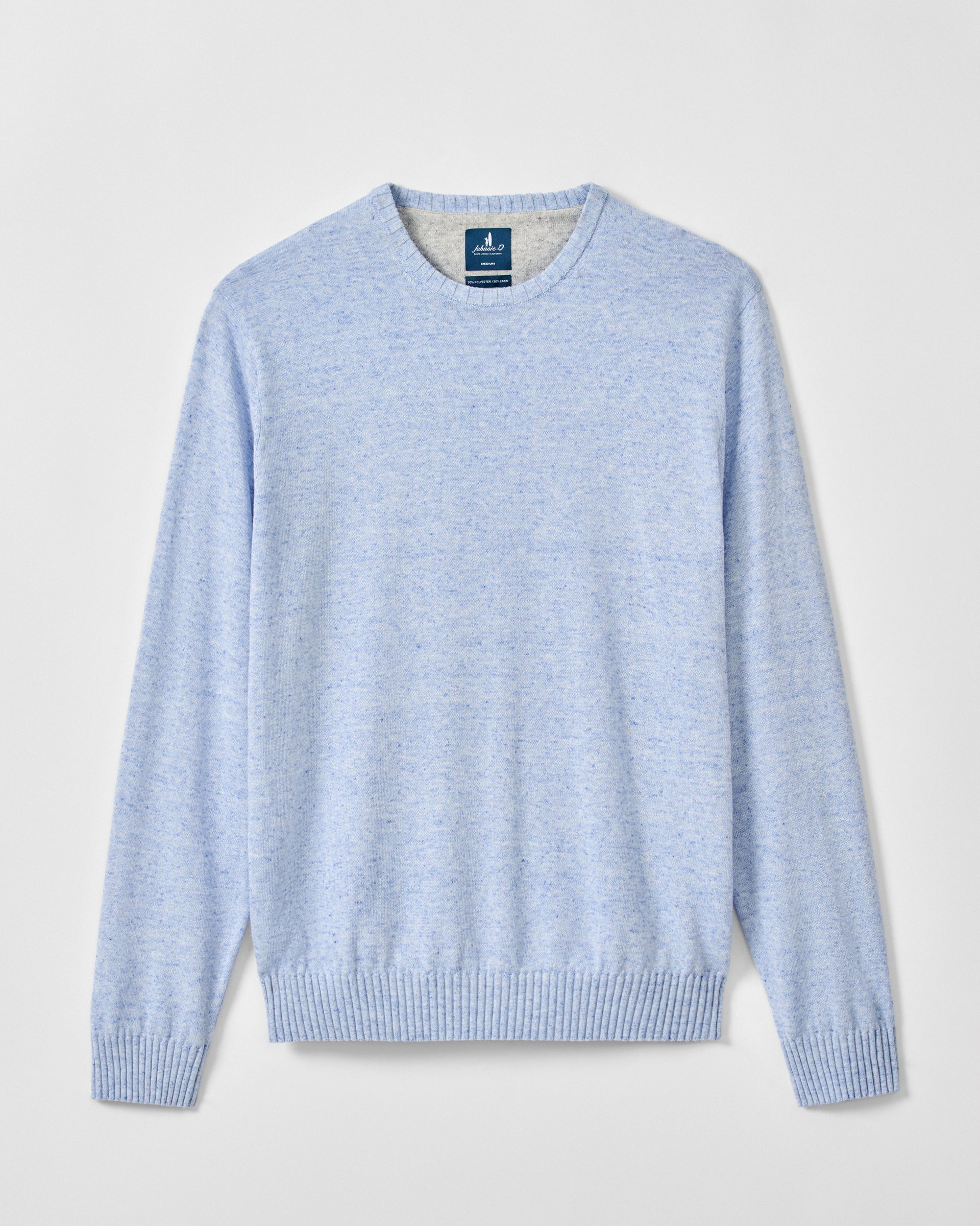 Johnnie-O Albus Heathered Linen Blend Crewneck Sweater, Gulf Blue