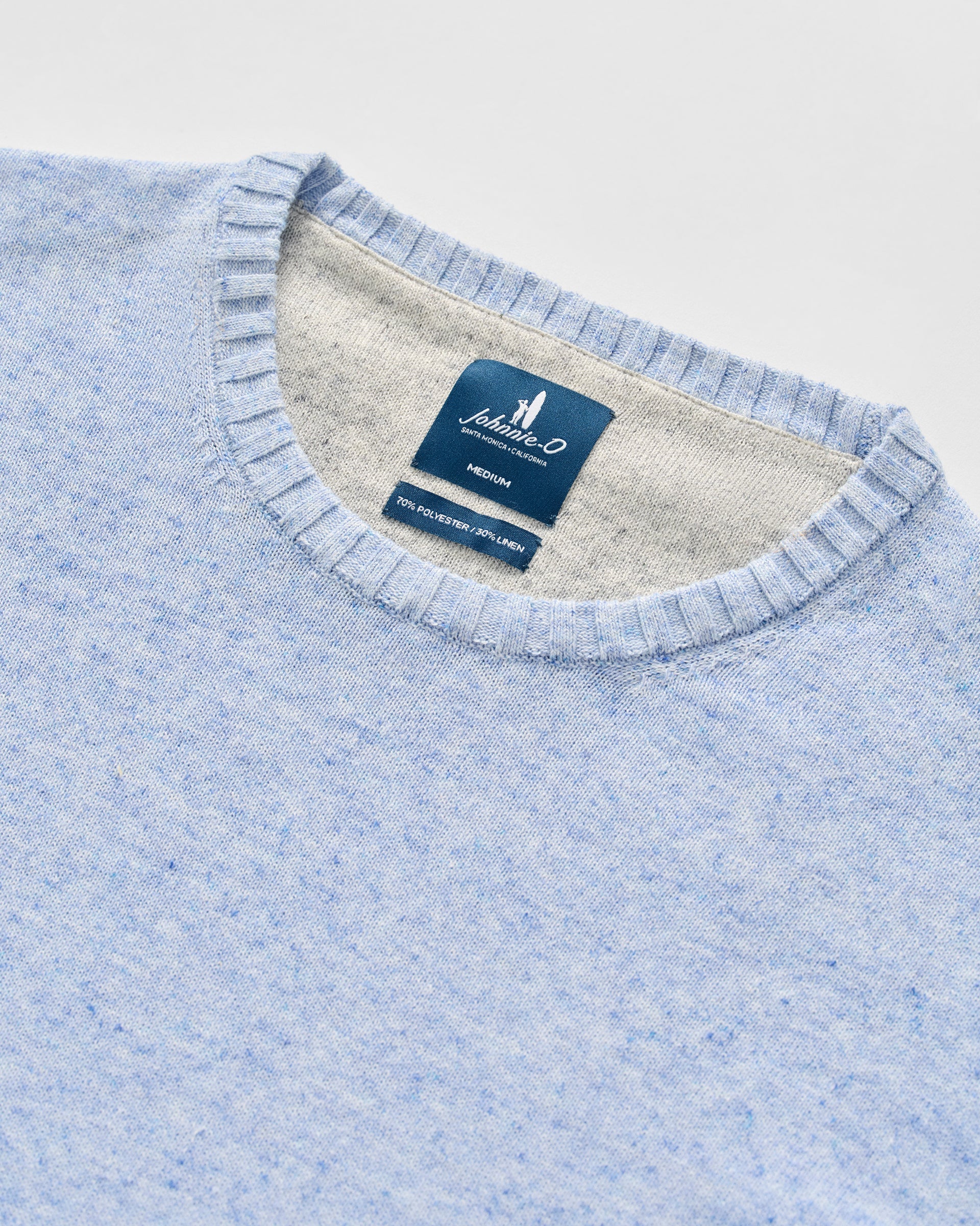Johnnie-O Albus Heathered Linen Blend Crewneck Sweater, Gulf Blue