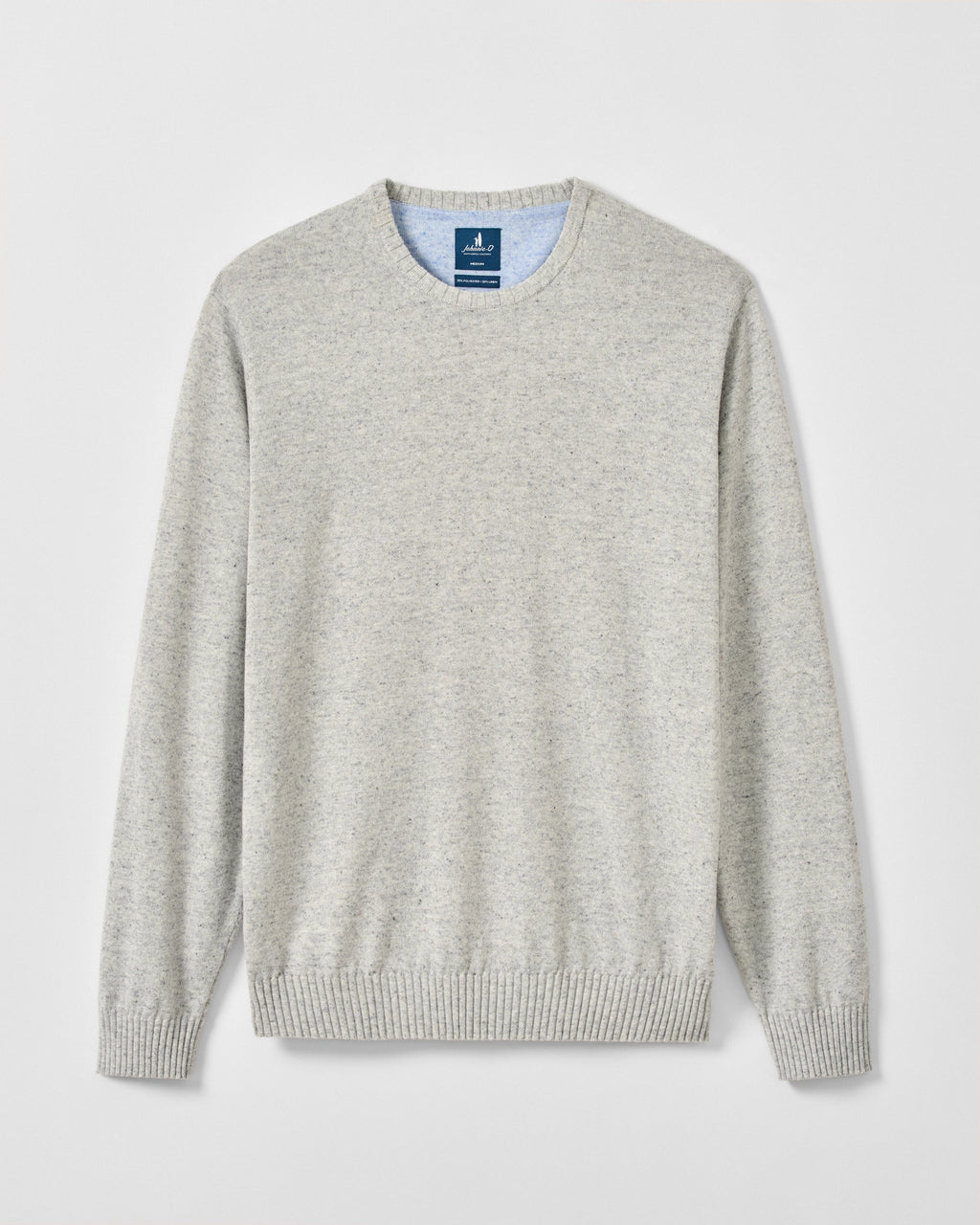 Johnnie-O Albus Heathered Linen Blend Crewneck Sweater, Light Gray