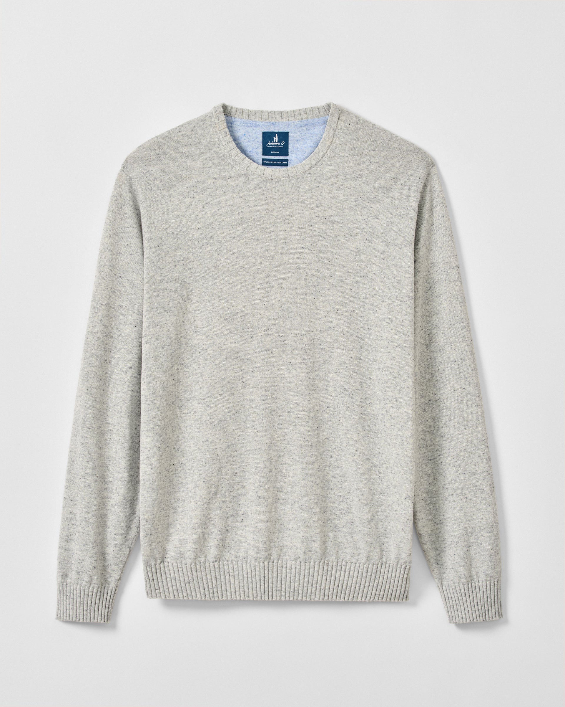 Johnnie-O Albus Heathered Linen Blend Crewneck Sweater, Light Gray