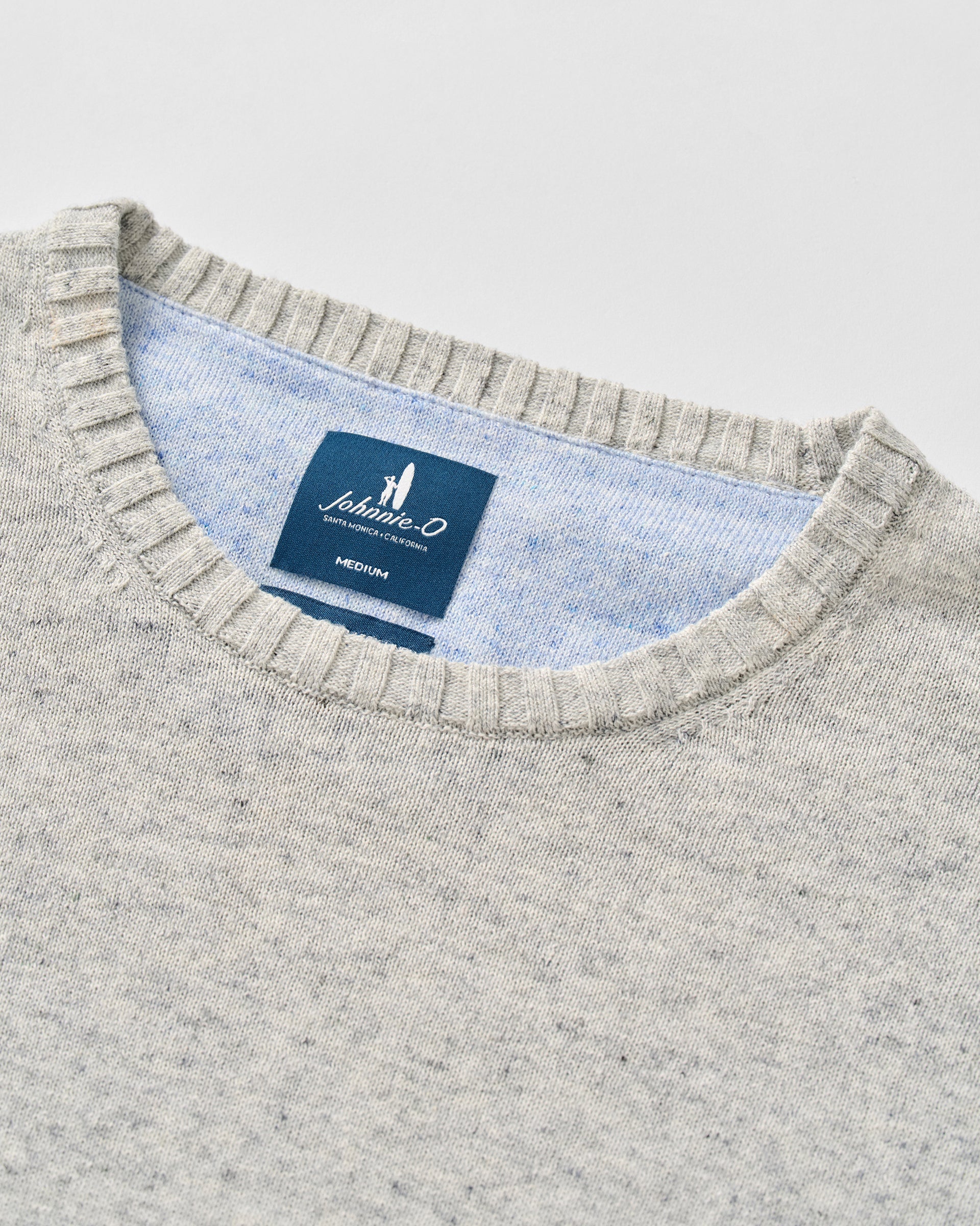 Johnnie-O Albus Heathered Linen Blend Crewneck Sweater, Light Gray