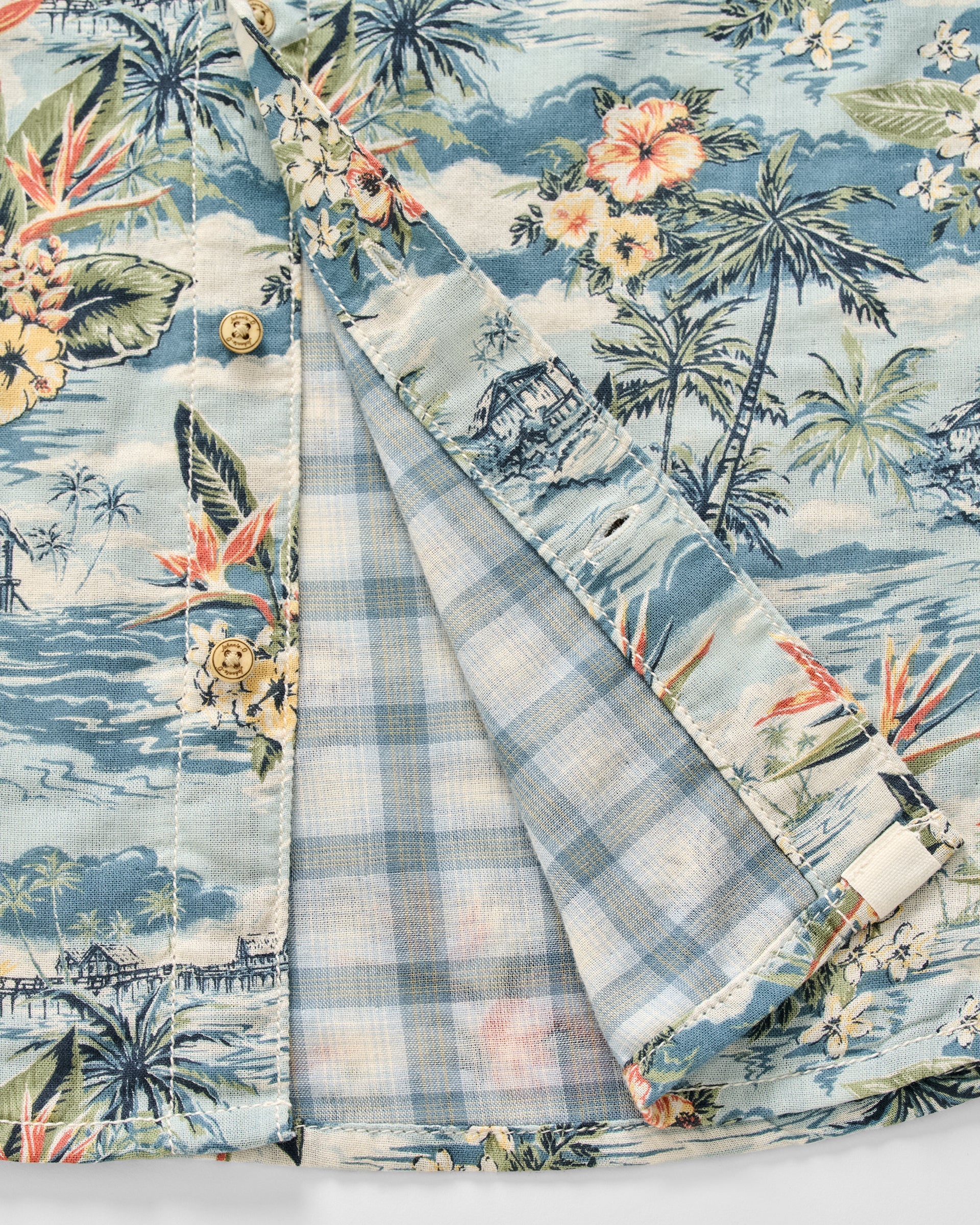 Johnnie-O "Surf Flannel" Short Sleeve Button Down Shirt - Almanzo Printed Double Face, Laguna Blue