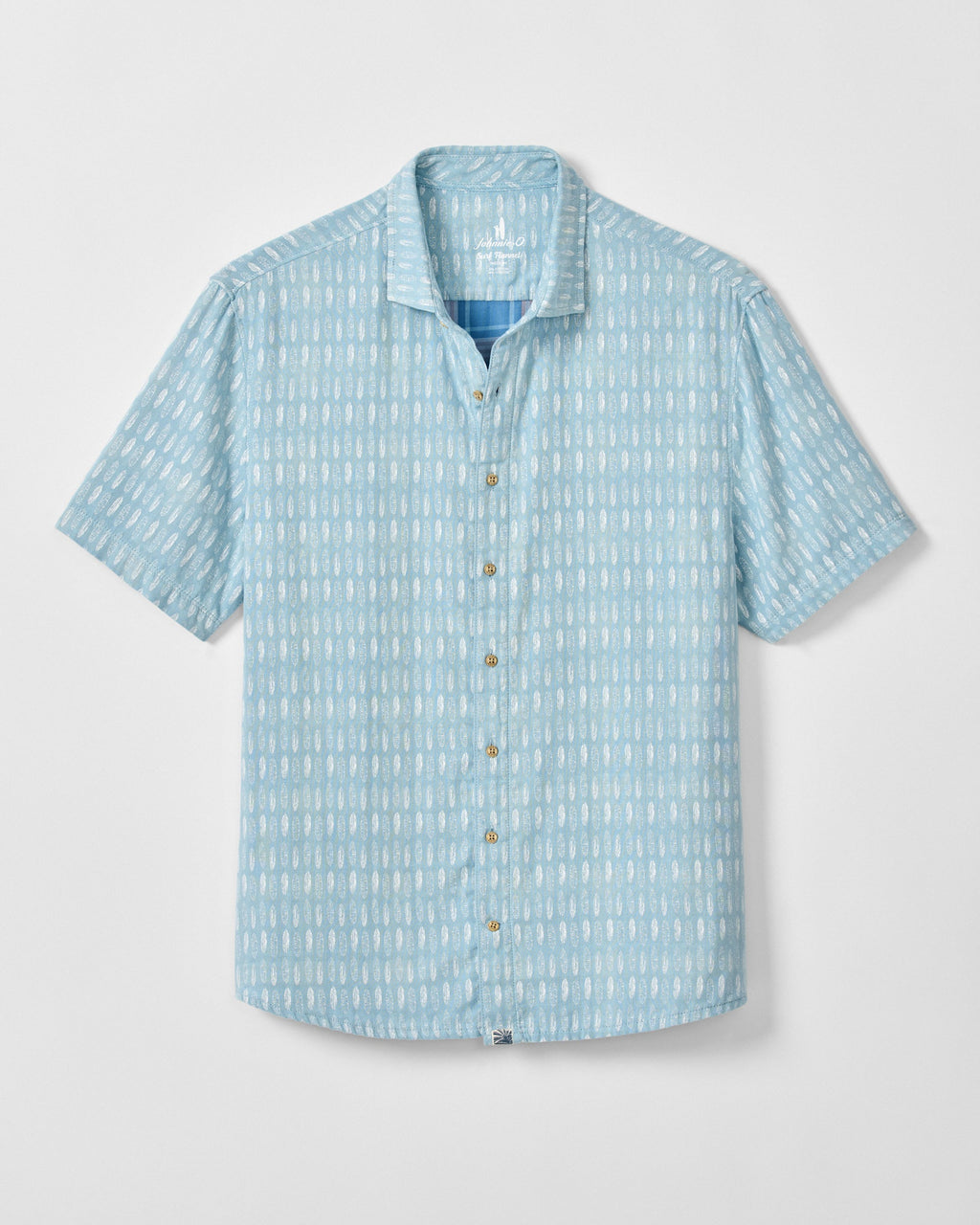 Johnnie-O "Surf Flannel" Short Sleeve Button Down Shirt - Beachley Printed Double Face, Maliblu