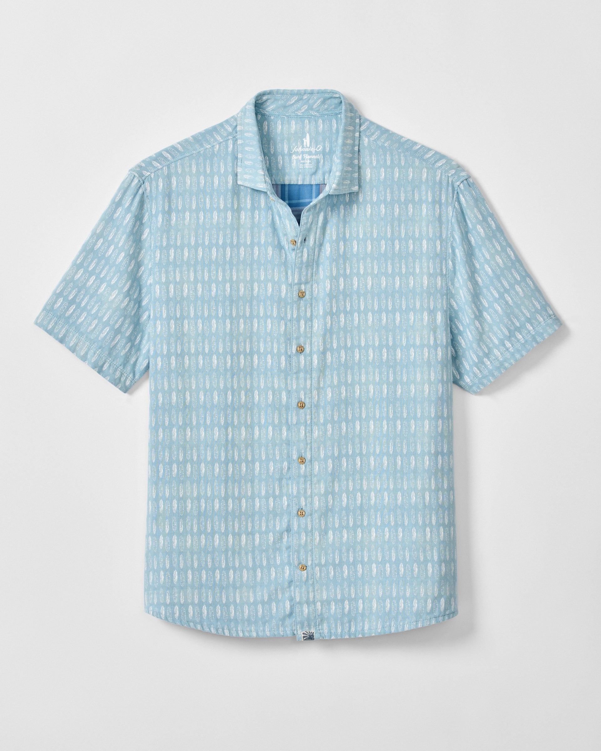 Johnnie-O "Surf Flannel" Short Sleeve Button Down Shirt - Beachley Printed Double Face, Maliblu