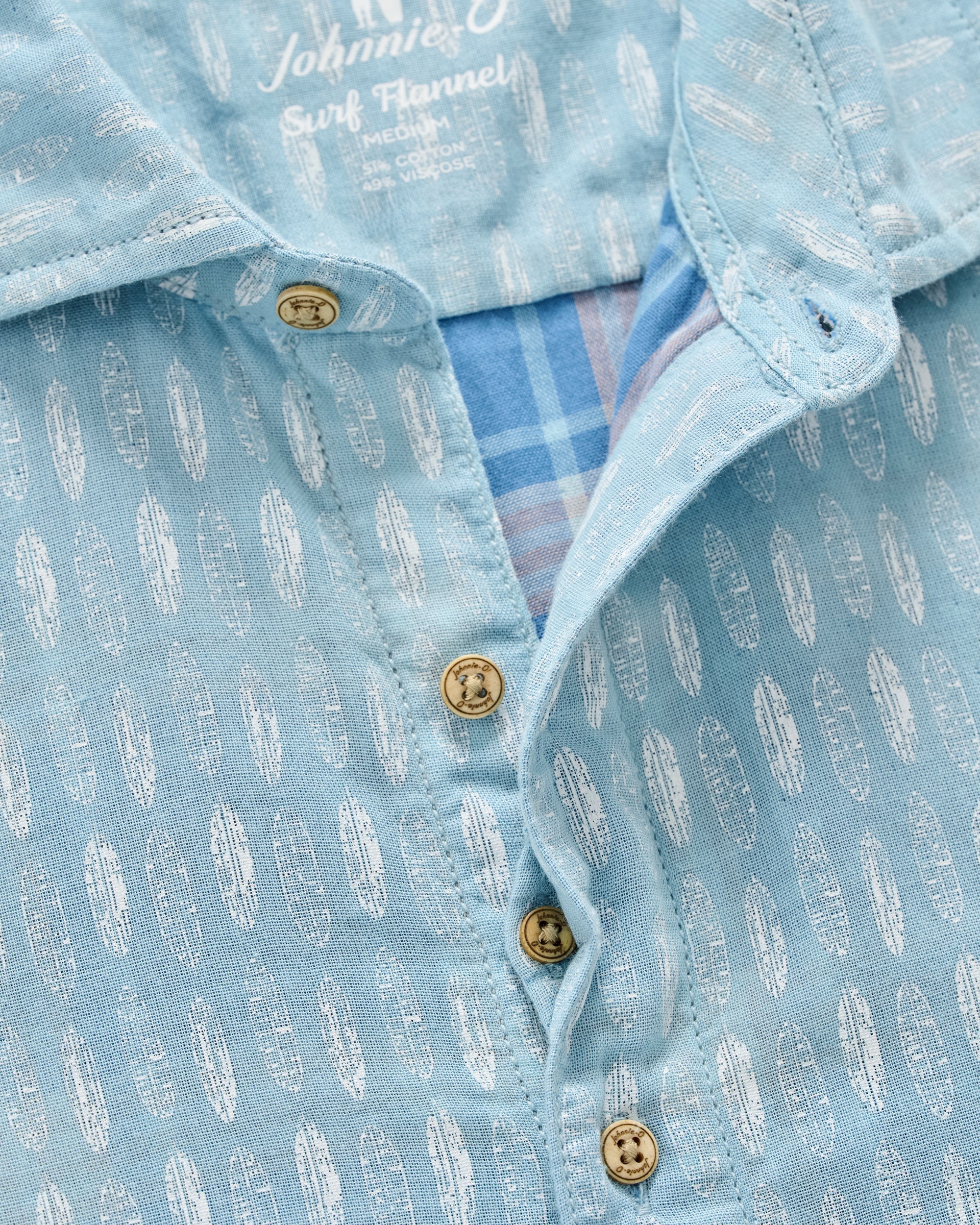 Johnnie-O "Surf Flannel" Short Sleeve Button Down Shirt - Beachley Printed Double Face, Maliblu