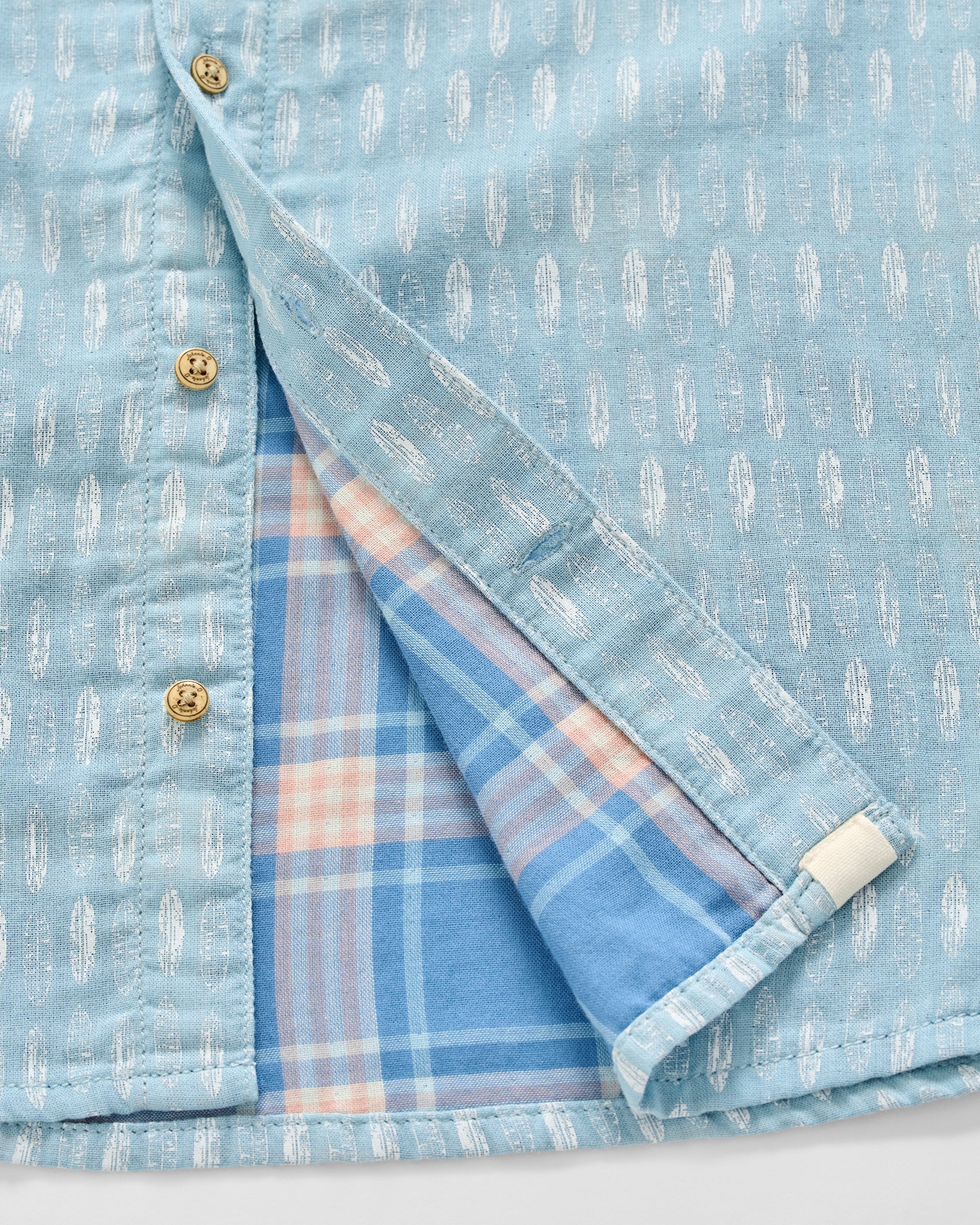 Johnnie-O "Surf Flannel" Short Sleeve Button Down Shirt - Beachley Printed Double Face, Maliblu