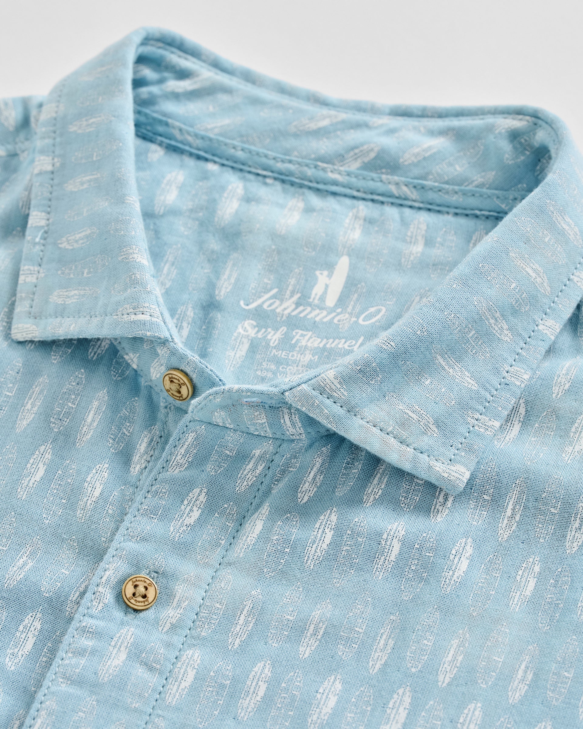 Johnnie-O "Surf Flannel" Short Sleeve Button Down Shirt - Beachley Printed Double Face, Maliblu