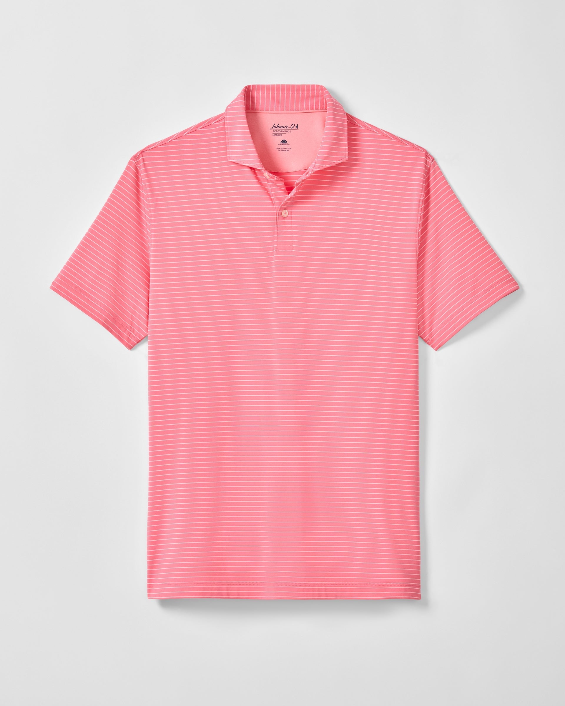 Johnnie-O Performance Jersey Polo - Beau Stripe, Pink Lemonade