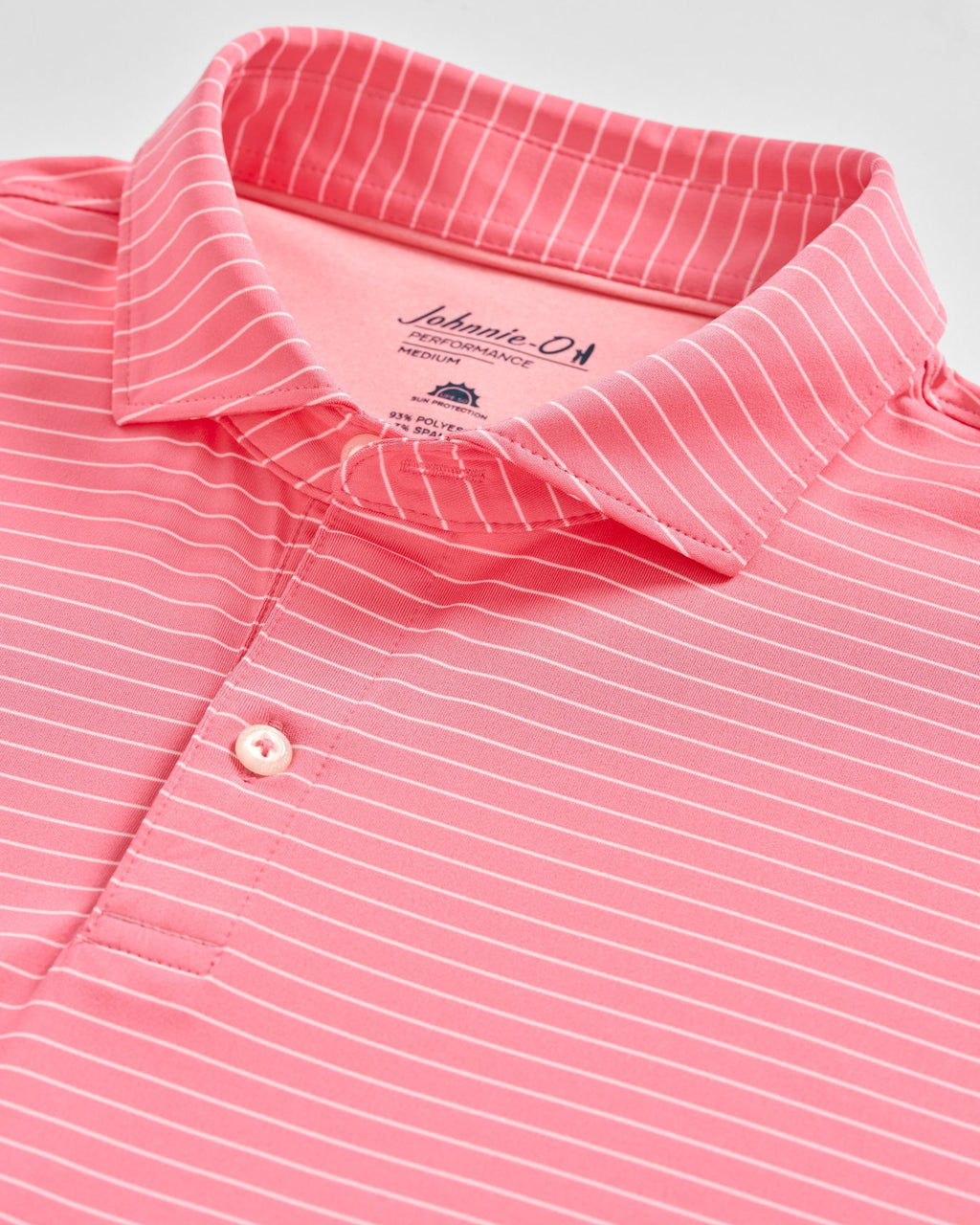 Johnnie-O Performance Jersey Polo - Beau Stripe, Pink Lemonade