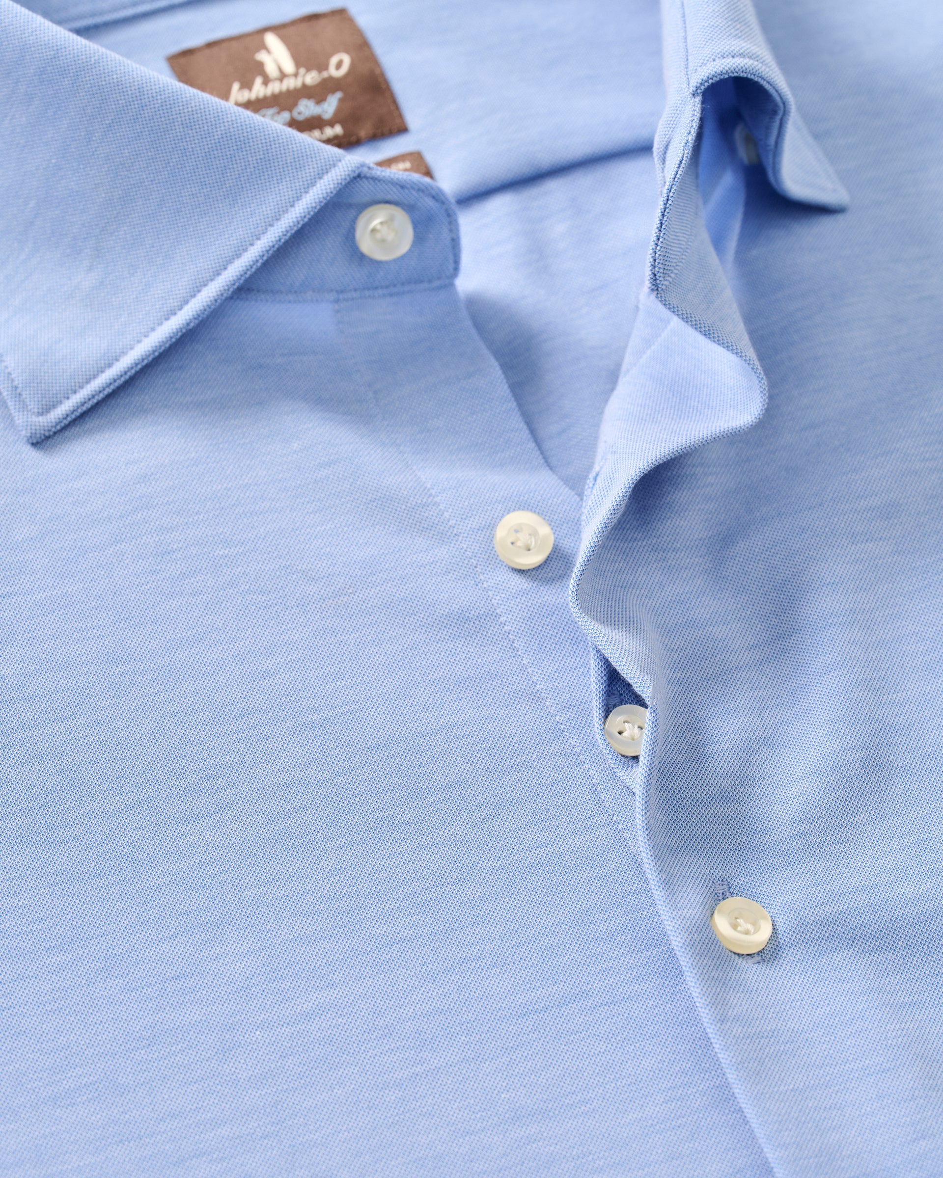 Johnnie-O Fine Pique Knit Button Down Shirt - Solid, Wake