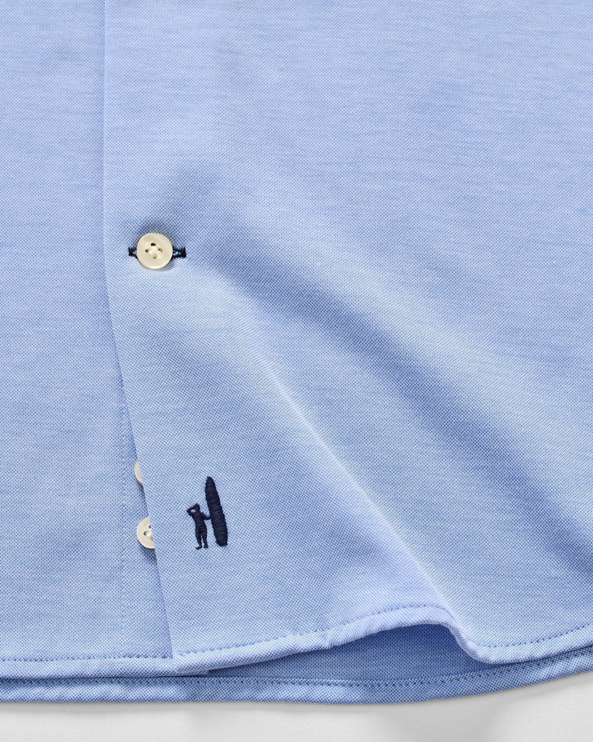 Johnnie-O Fine Pique Knit Button Down Shirt - Solid, Wake
