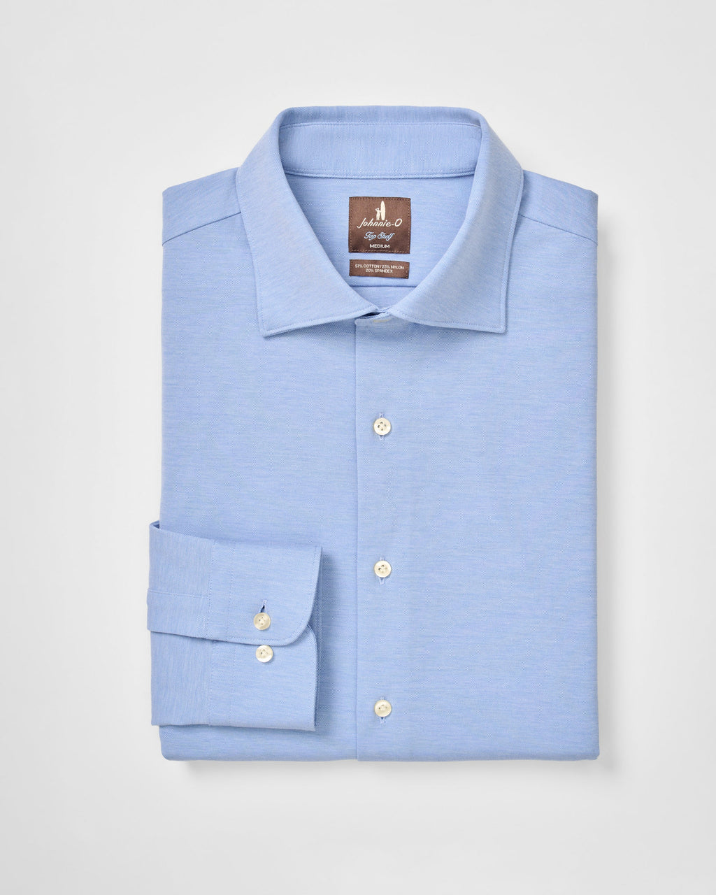 Johnnie-O Fine Pique Knit Button Down Shirt - Solid, Wake