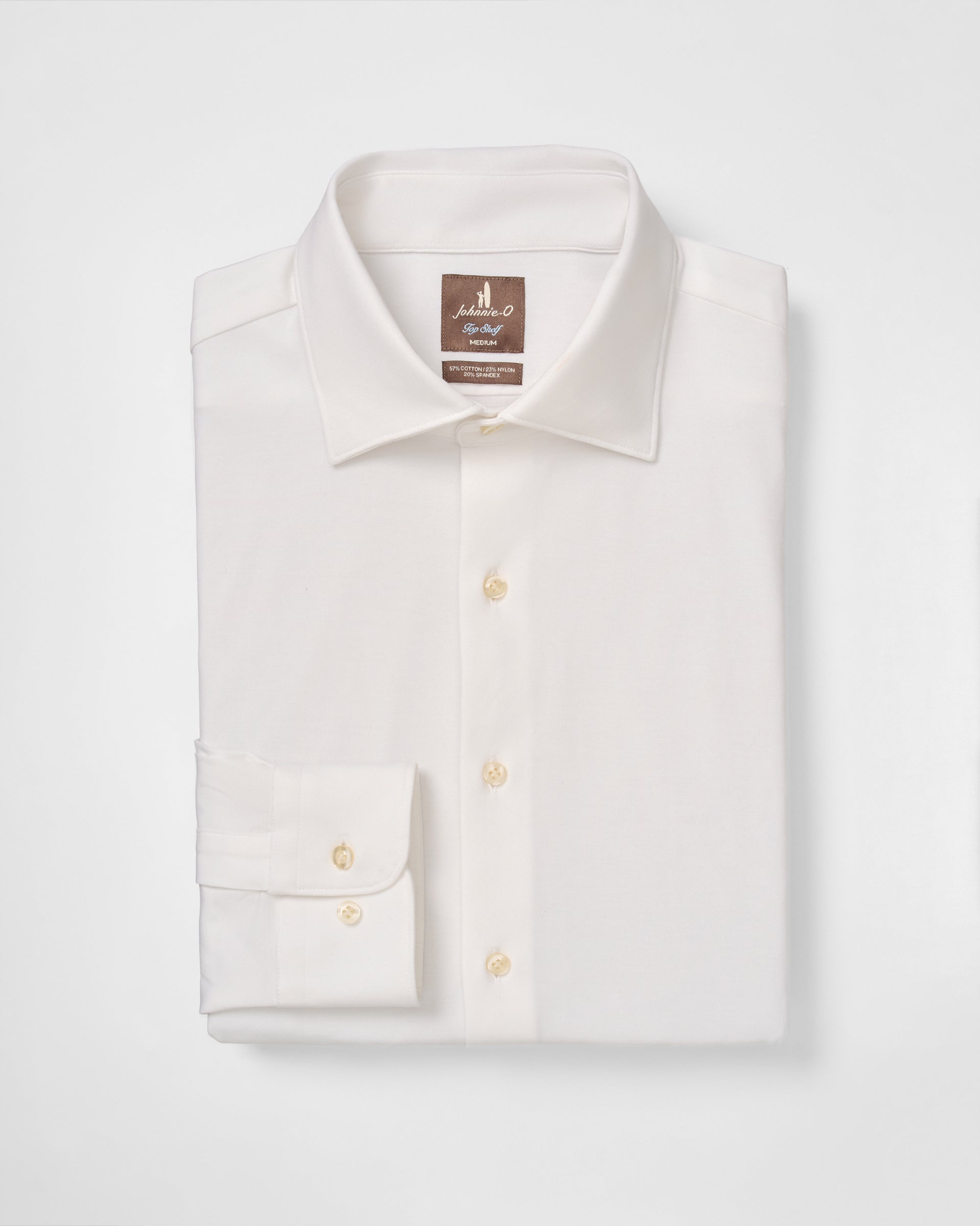 Johnnie-O Fine Pique Knit Button Down Shirt - Solid, White