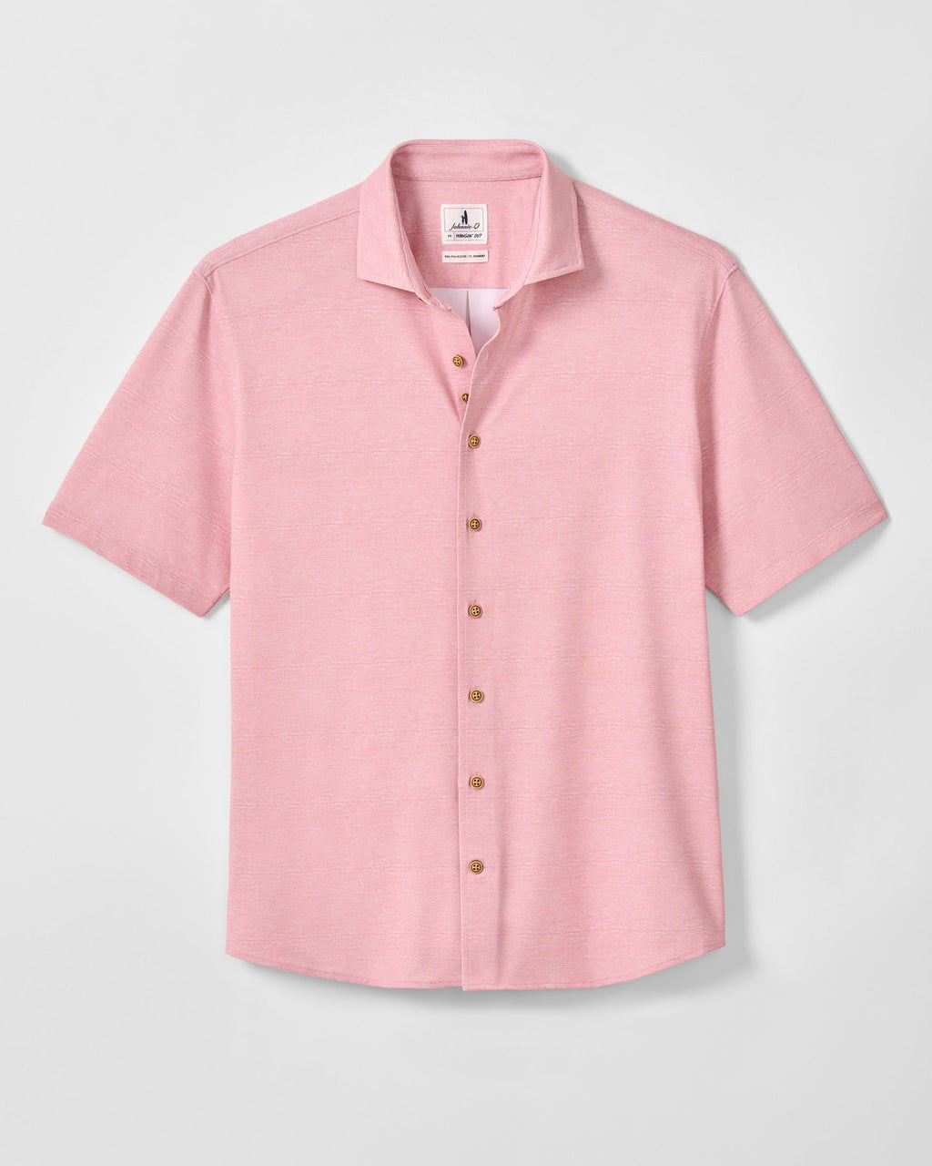 Johnnie-O Printed Mesh Short Sleeve Button Up Shirt - Breck Printed Solid Knit, Snapper