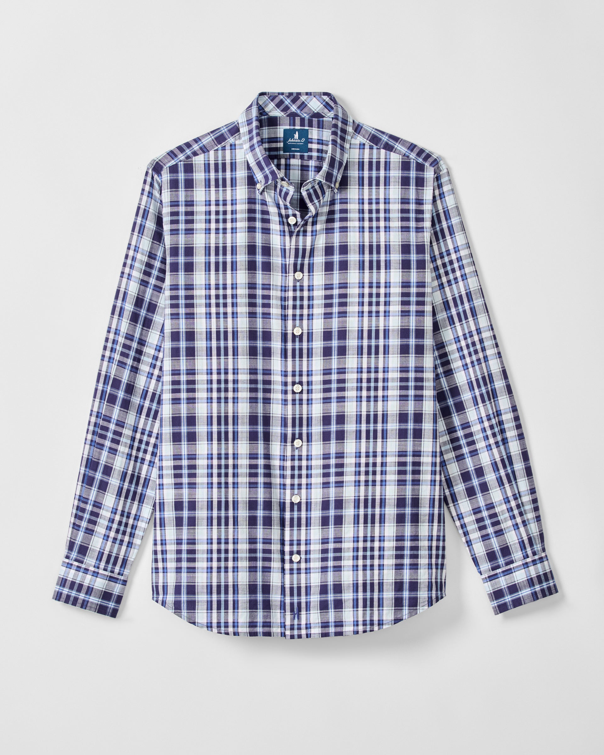 Johnnie-O Slub Cotton Button Down Shirt - Brentford Plaid, Navy