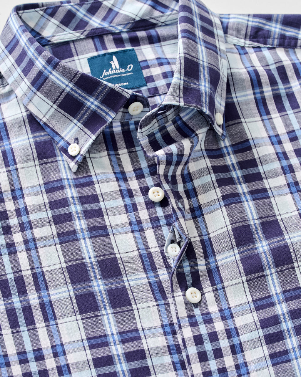 Johnnie-O Slub Cotton Button Down Shirt - Brentford Plaid, Navy