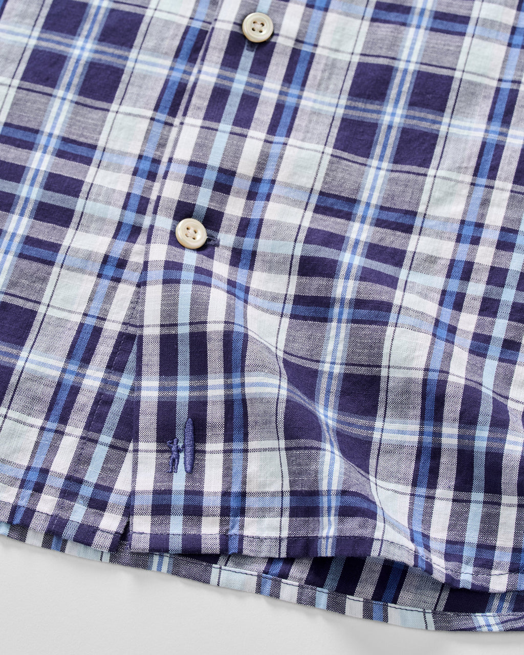 Johnnie-O Slub Cotton Button Down Shirt - Brentford Plaid, Navy