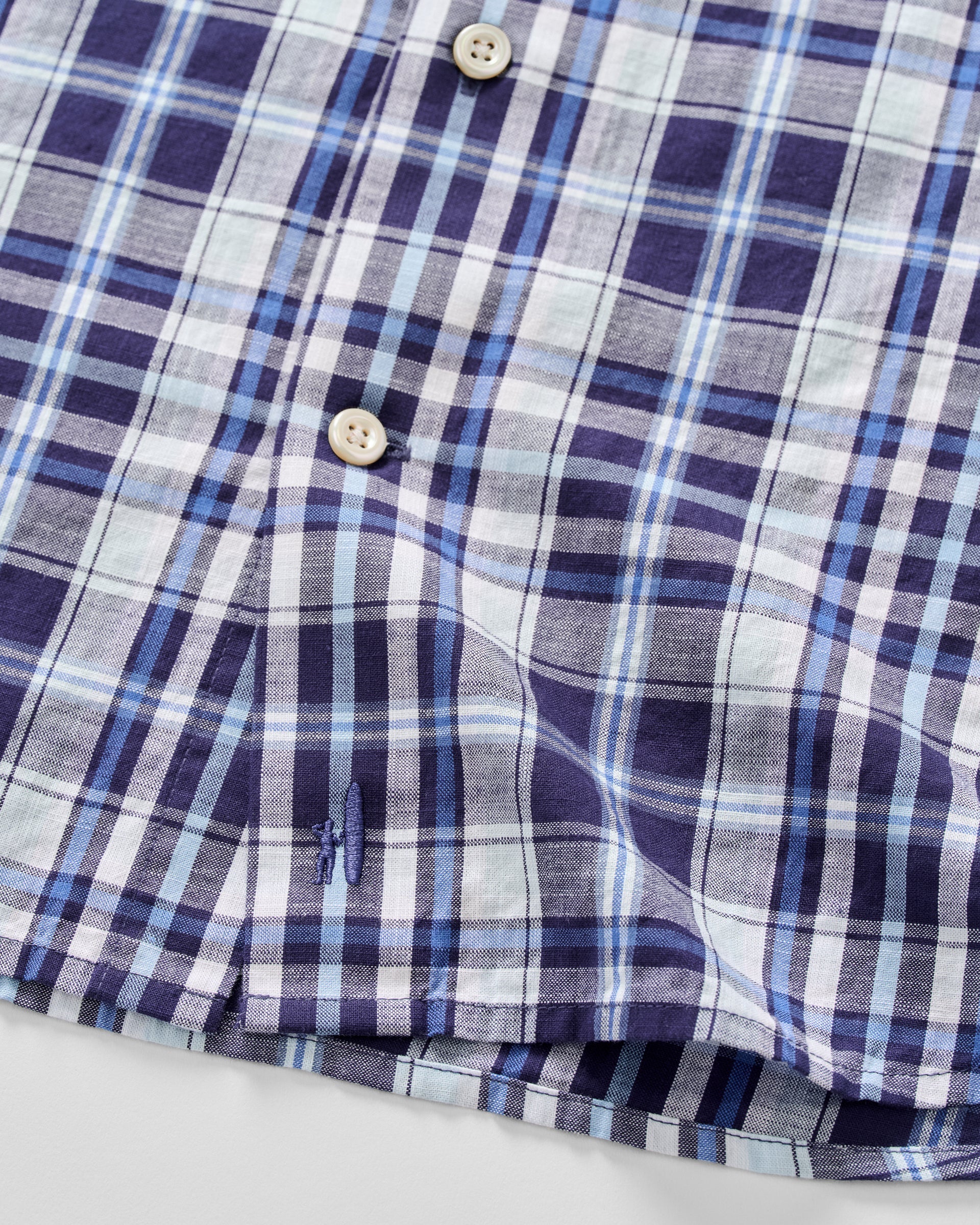 Johnnie-O Slub Cotton Button Down Shirt - Brentford Plaid, Navy