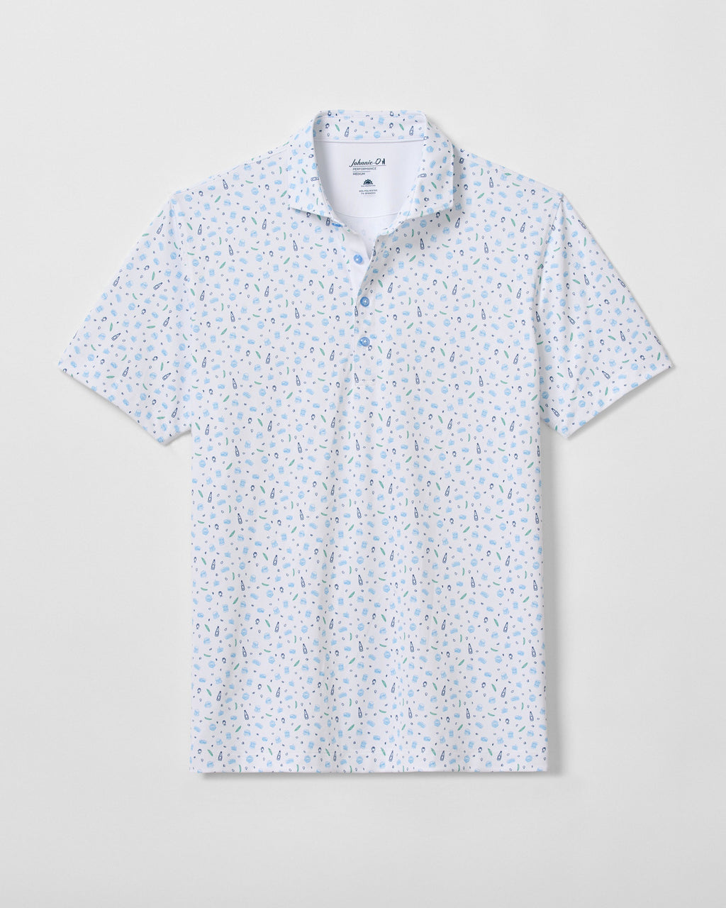 Johnnie-O Performance Mesh Polo - Burgers N Beers, White