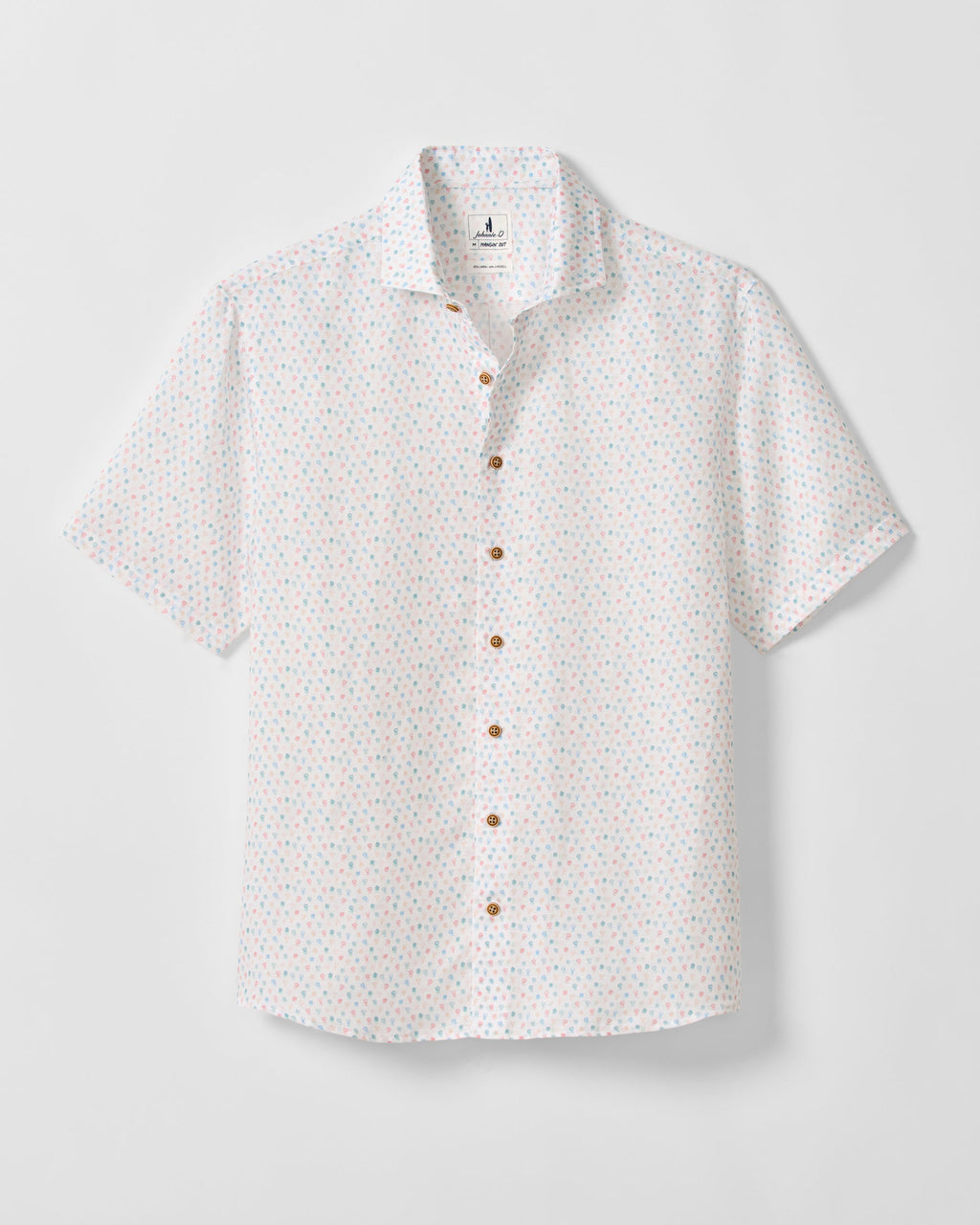 Johnnie-O Linen Blend Short Sleeve Button Down Shirt - Cash Bar Print, White