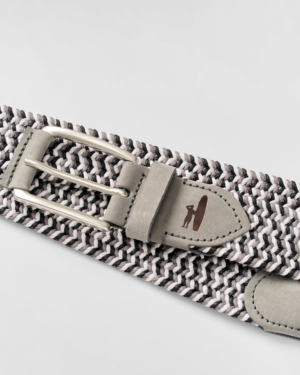 Johnnie-O Cotton Stretch Belt, Black Light Gray