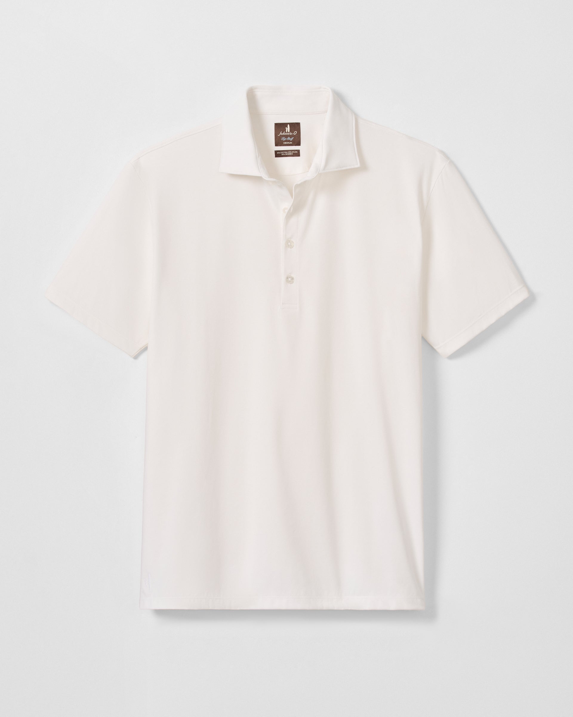 Johnnie-O Fine Pique Knit 4-Button Polo - Elba Solid, White