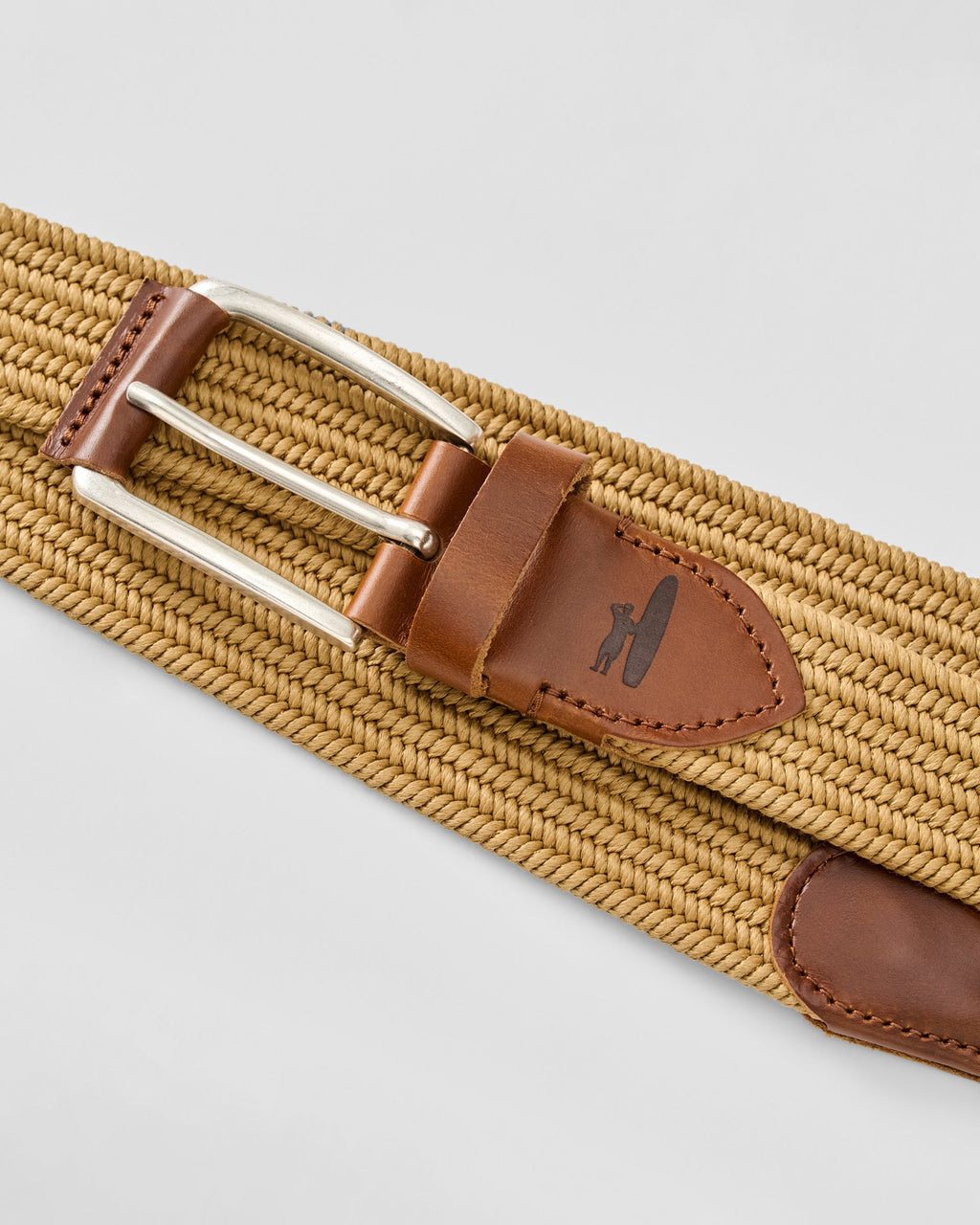 Johnnie-O Farley Waxed Cotton Stretch Belt, Khaki