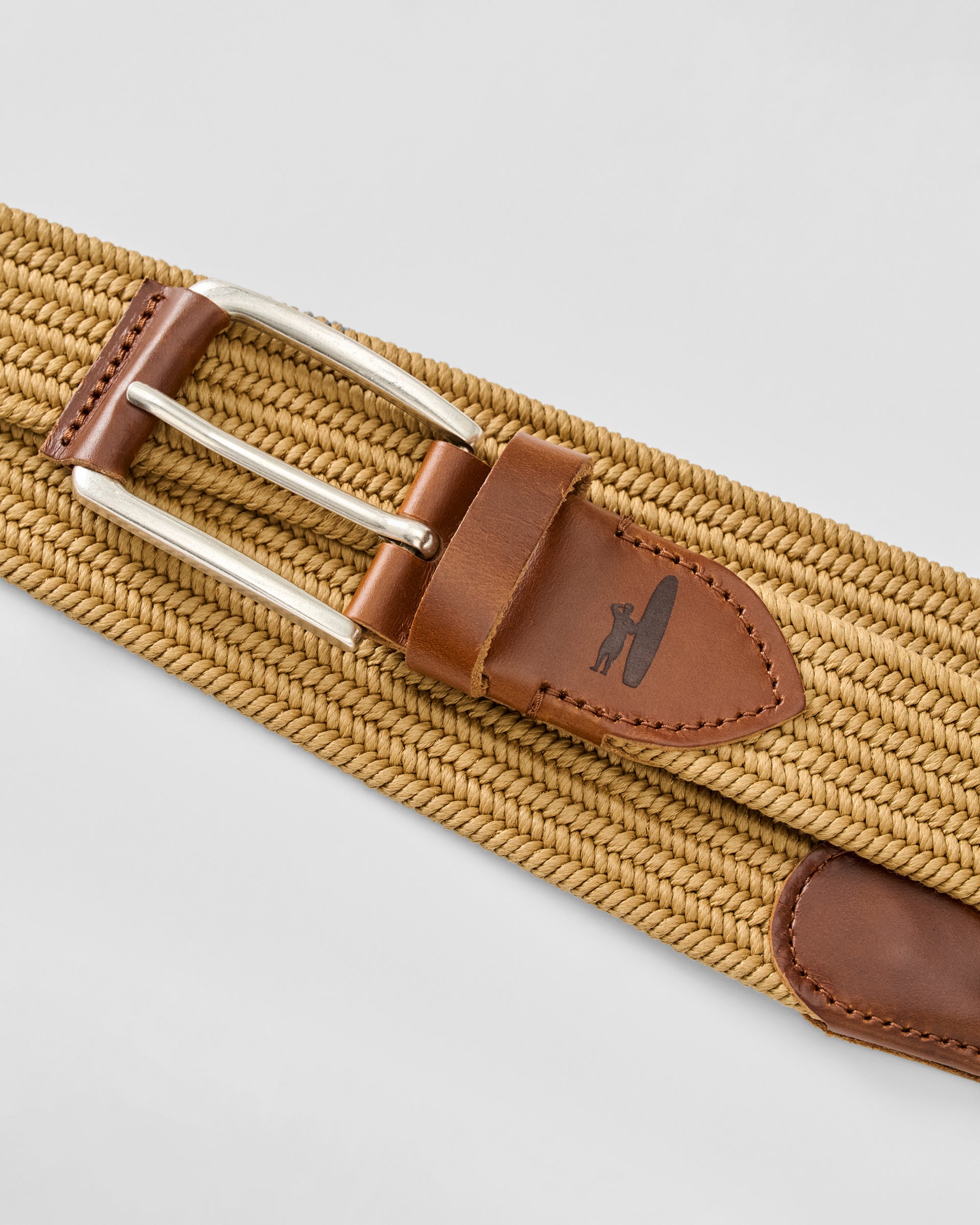 Johnnie-O Farley Waxed Cotton Stretch Belt, Khaki