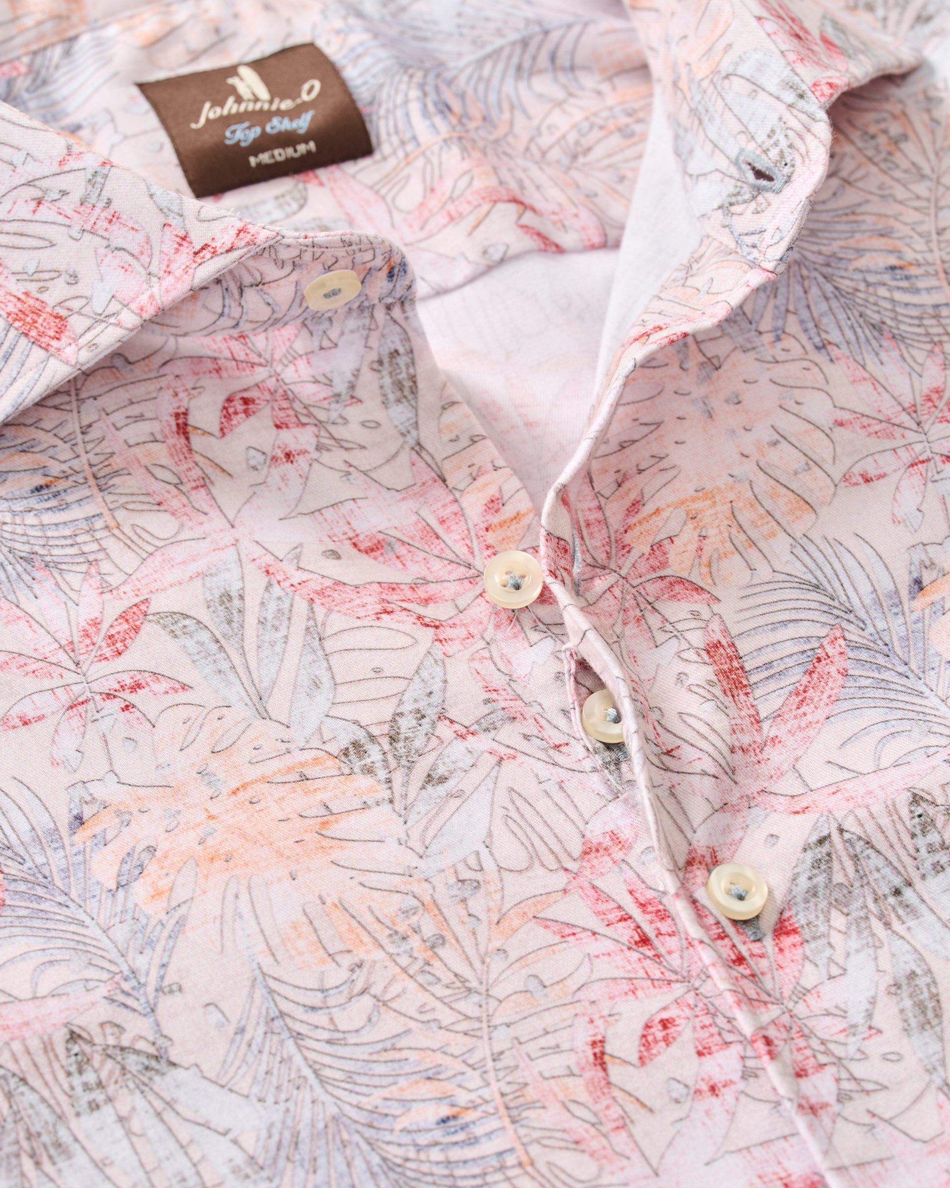 Johnnie-O Tencel Blend Short Sleeve Button Down Shirt - Guffey Printed, Khaki