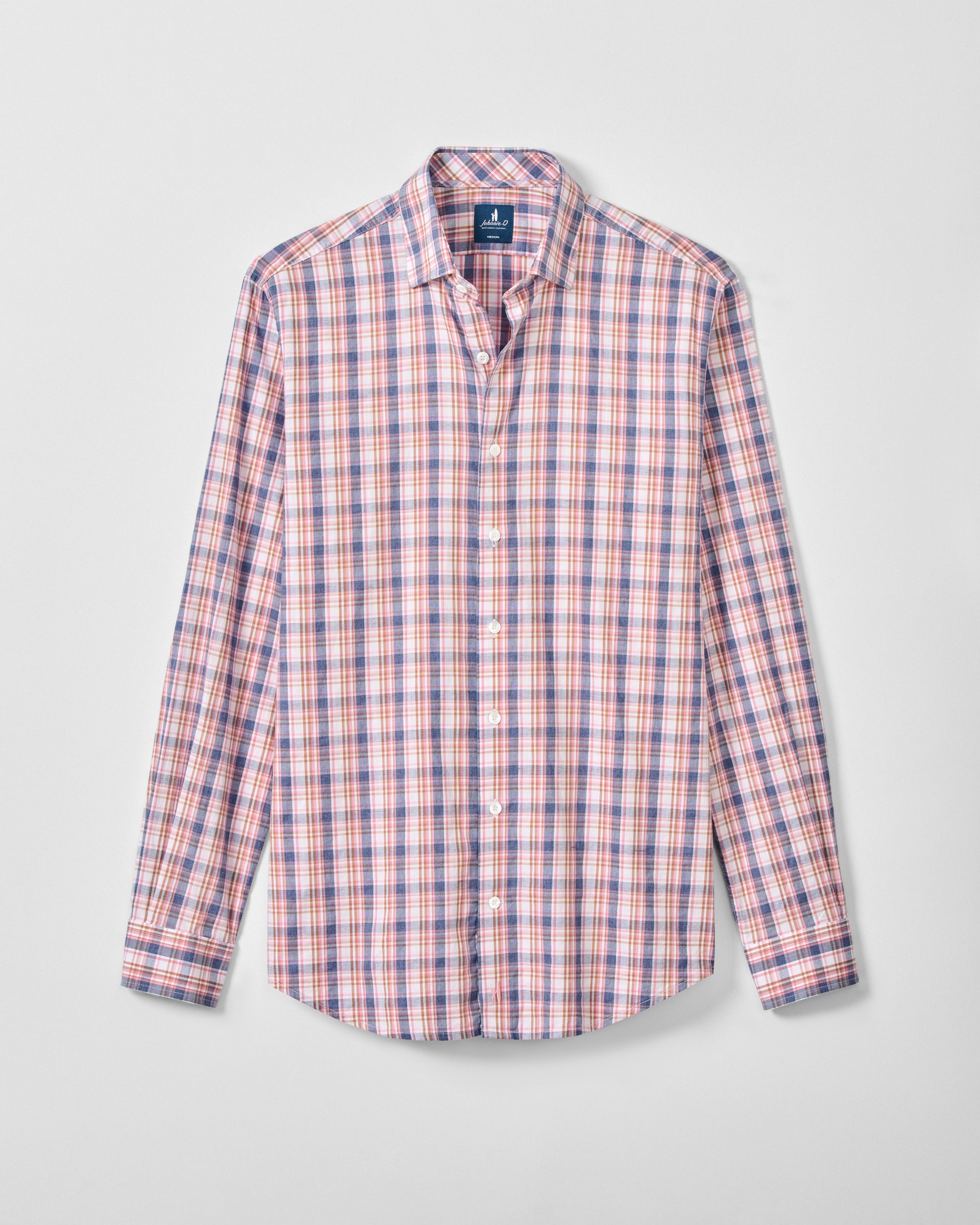 Johnnie-O Slub Cotton Button Down Shirt - Jordi Plaid, Lollipop