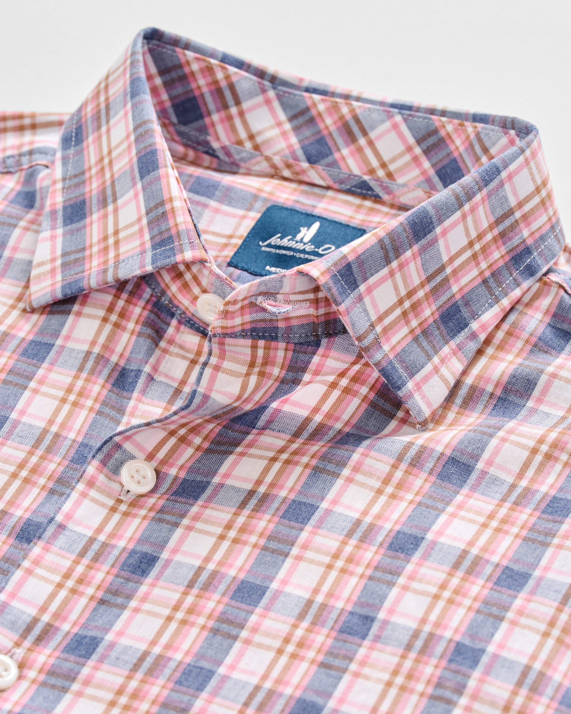 Johnnie-O Slub Cotton Button Down Shirt - Jordi Plaid, Lollipop