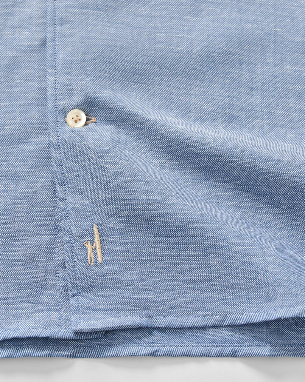 Johnnie-O Linen Blend Button Down Shirt - Chambray Solid, Laguna Blue