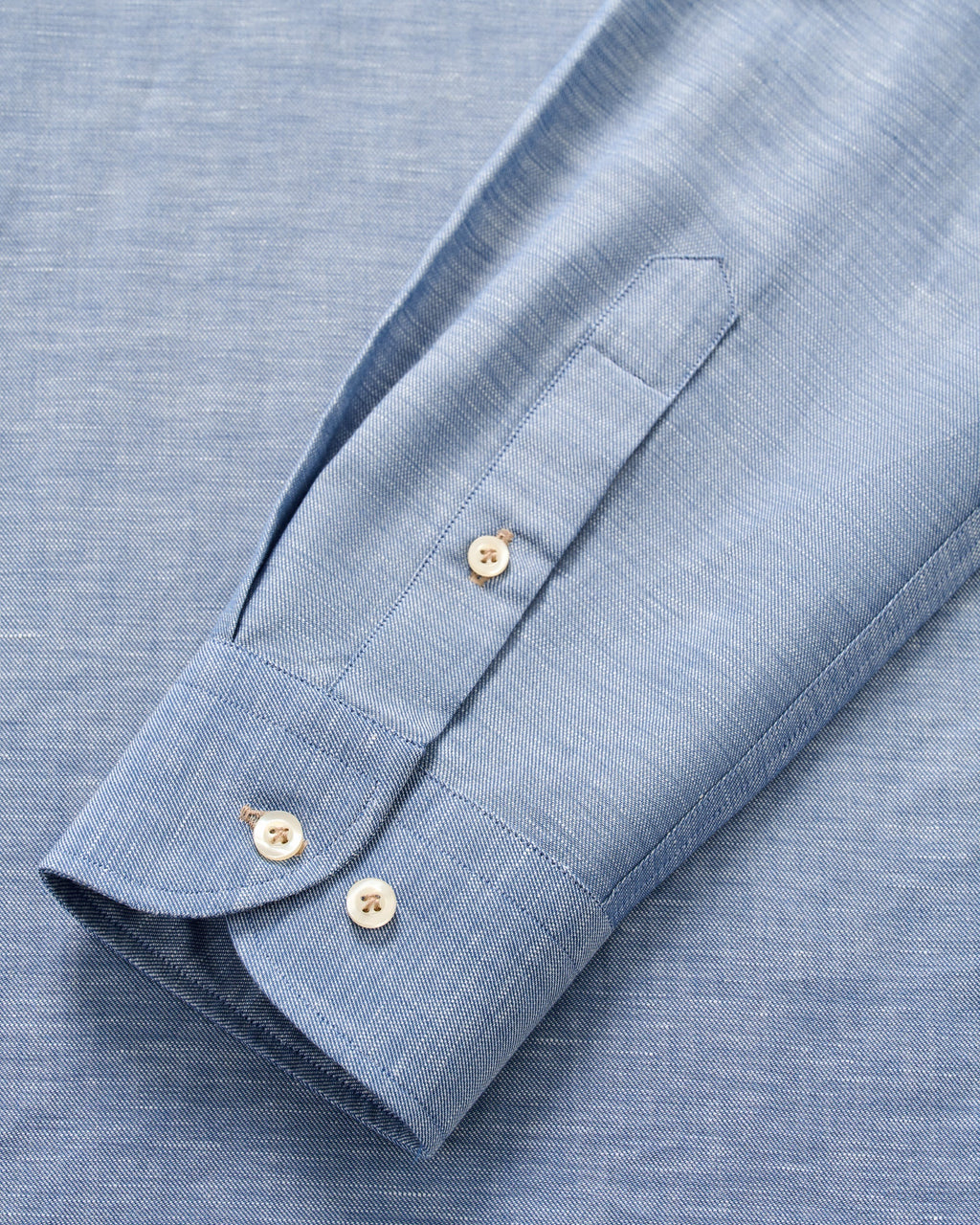 Johnnie-O Linen Blend Button Down Shirt - Chambray Solid, Laguna Blue