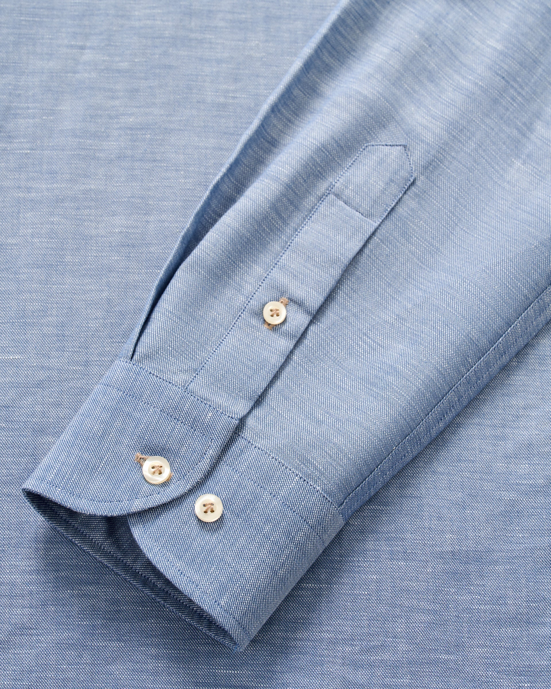 Johnnie-O Linen Blend Button Down Shirt - Chambray Solid, Laguna Blue