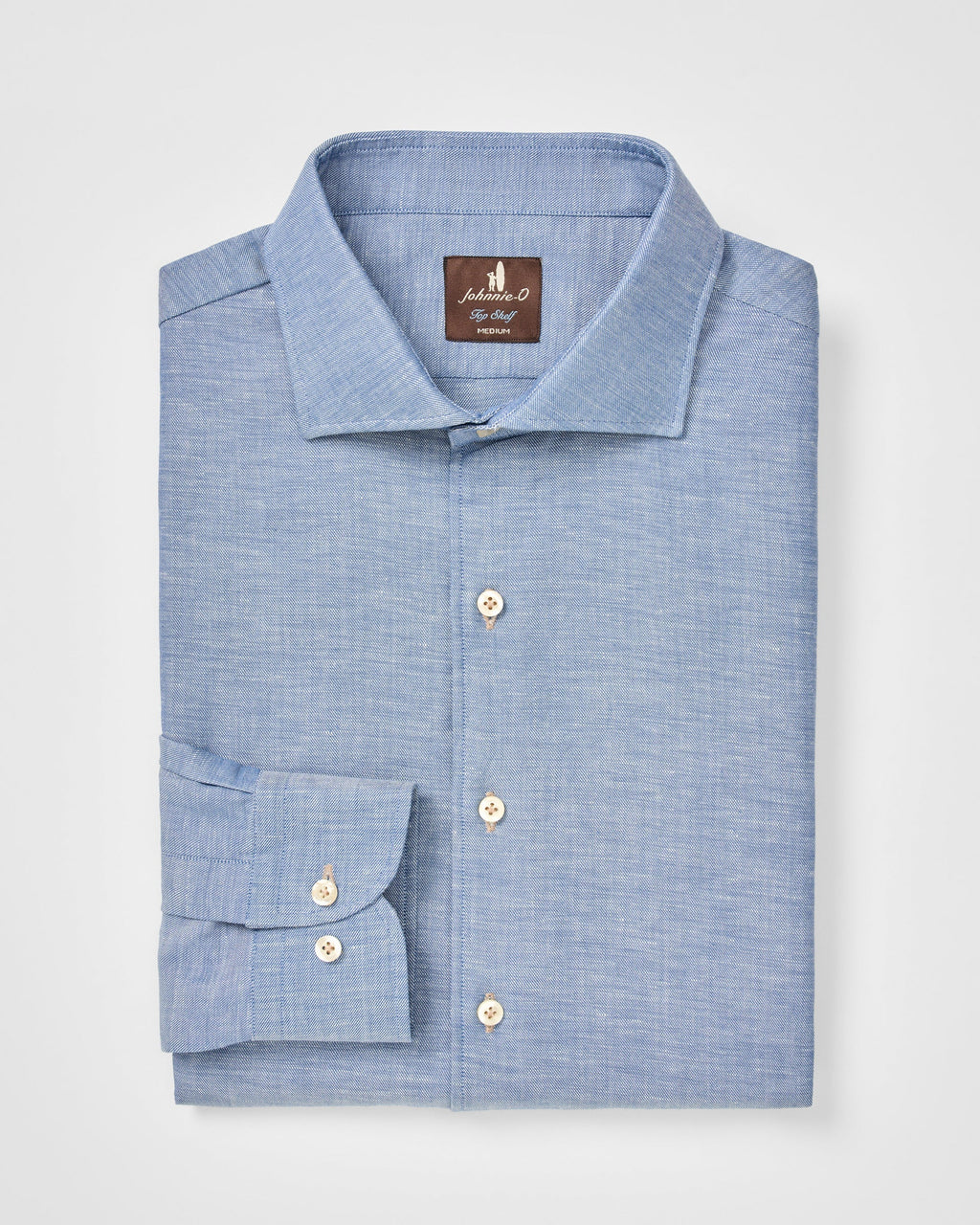 Johnnie-O Linen Blend Button Down Shirt - Chambray Solid, Laguna Blue