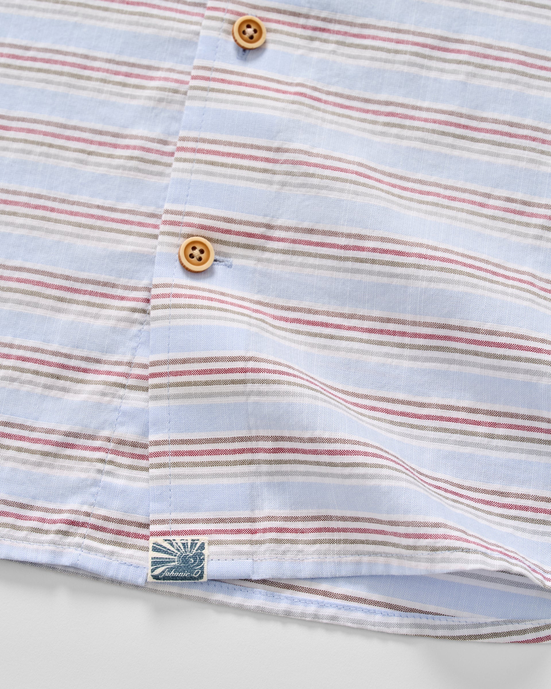 Johnnie-O Cotton Blend Short Sleeve Button Down Shirt - Leander Printed Slub Cotton
