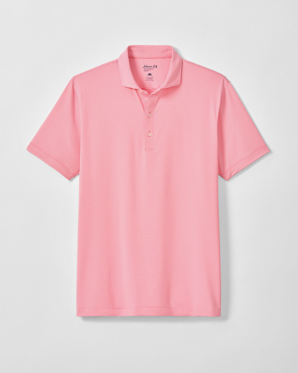 Johnnie-O Performance Jersey Polo - Lyndonn Stripe, Pink Lemonade