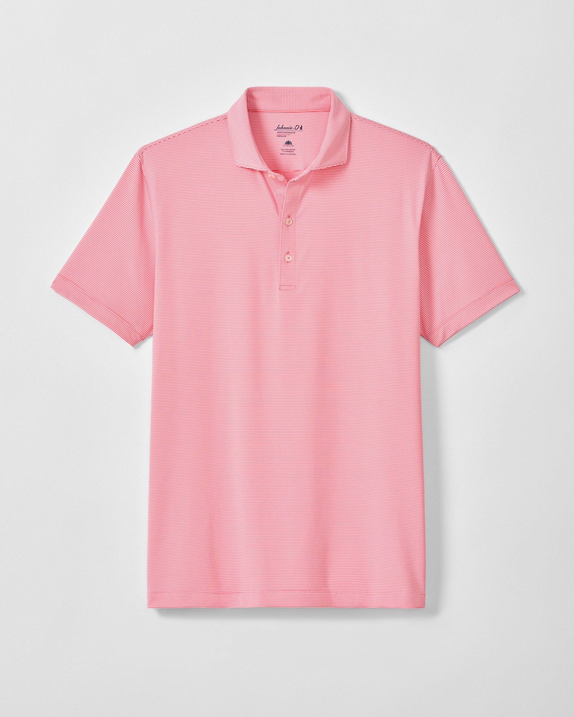 Johnnie-O Performance Jersey Polo - Lyndonn Stripe, Pink Lemonade