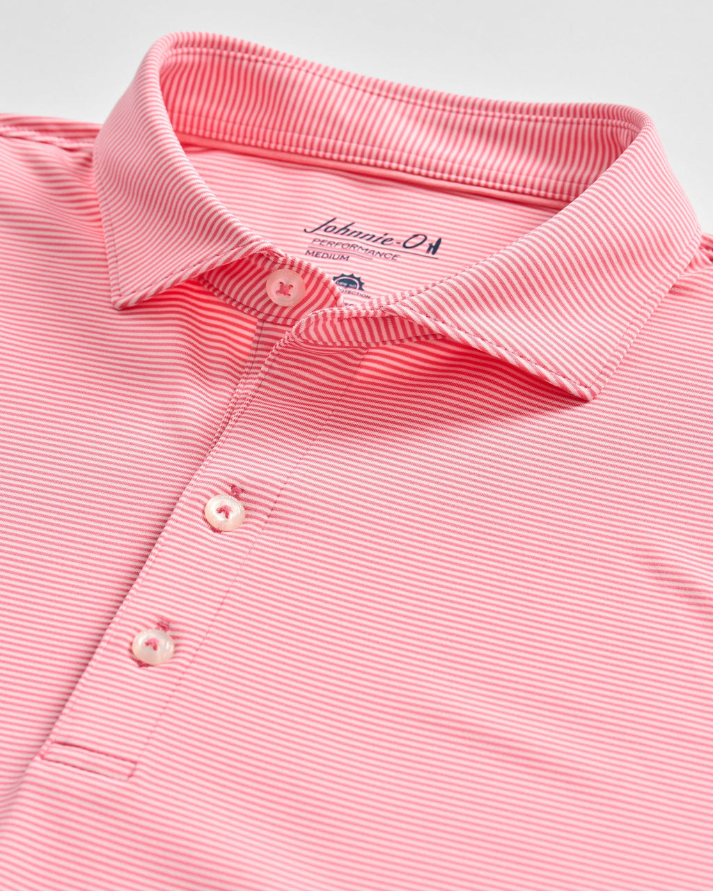 Johnnie-O Performance Jersey Polo - Lyndonn Stripe, Pink Lemonade