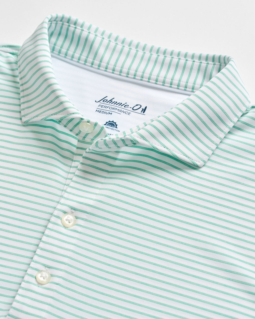 Johnnie-O Performance Jersey Polo - Michael Stripe, Cilantro