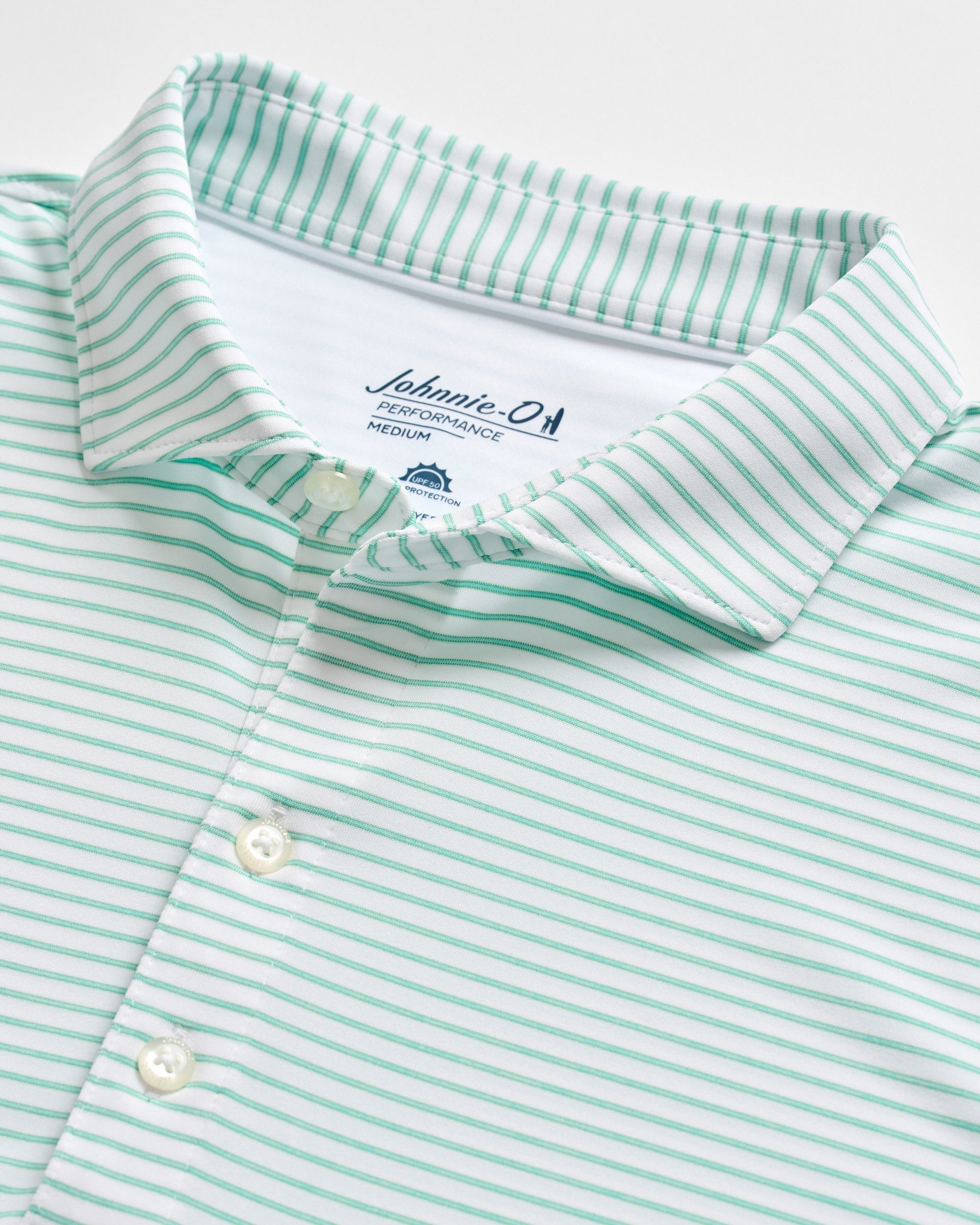 Johnnie-O Performance Jersey Polo - Michael Stripe, Cilantro