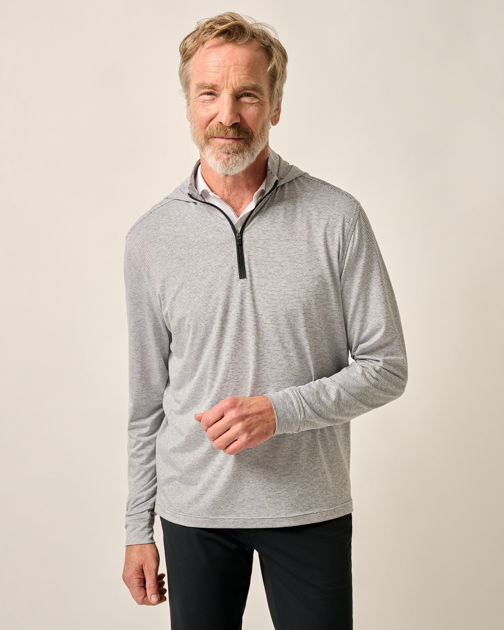 Johnnie-O Hybrid Performance 1/4 Zip Hoodie, Charcoal