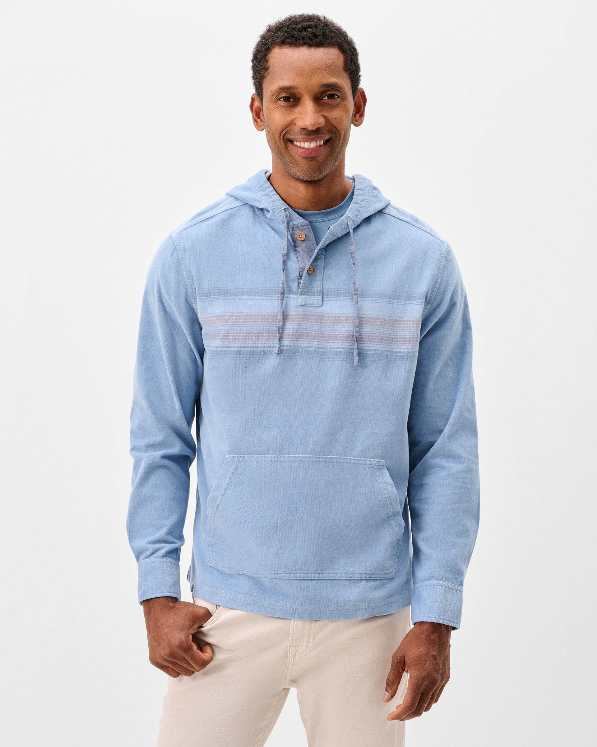 Johnnie-O Dorn Washed Corduroy Hoodie, Maliblu