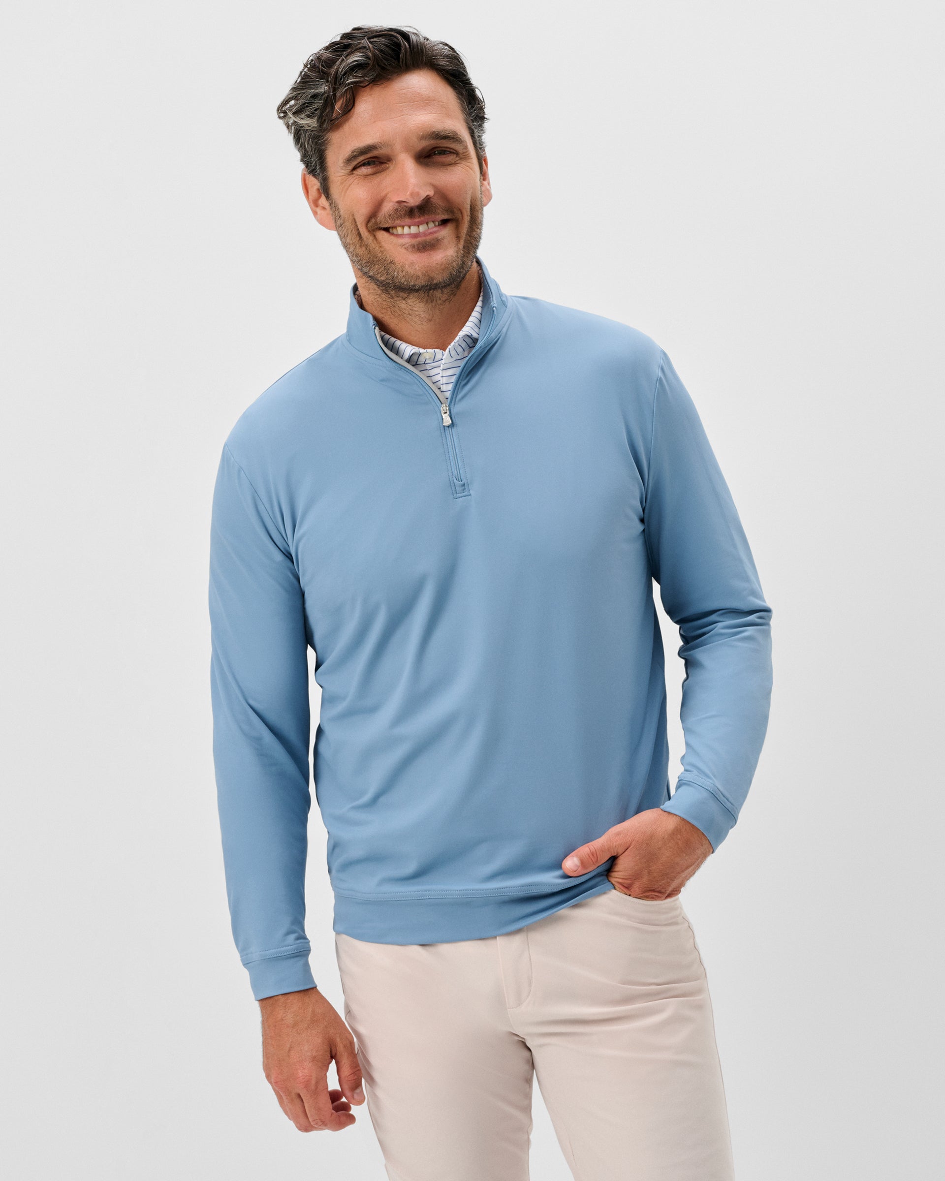 Johnnie-O Motion Performance 1/4 Zip, Carbon Fiber