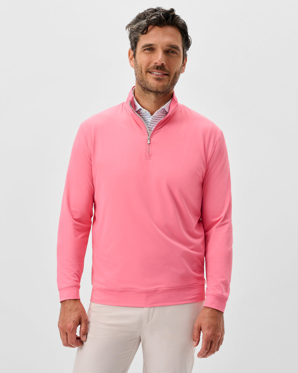 Johnnie-O Motion Performance 1/4 Zip, Pink Lemonade