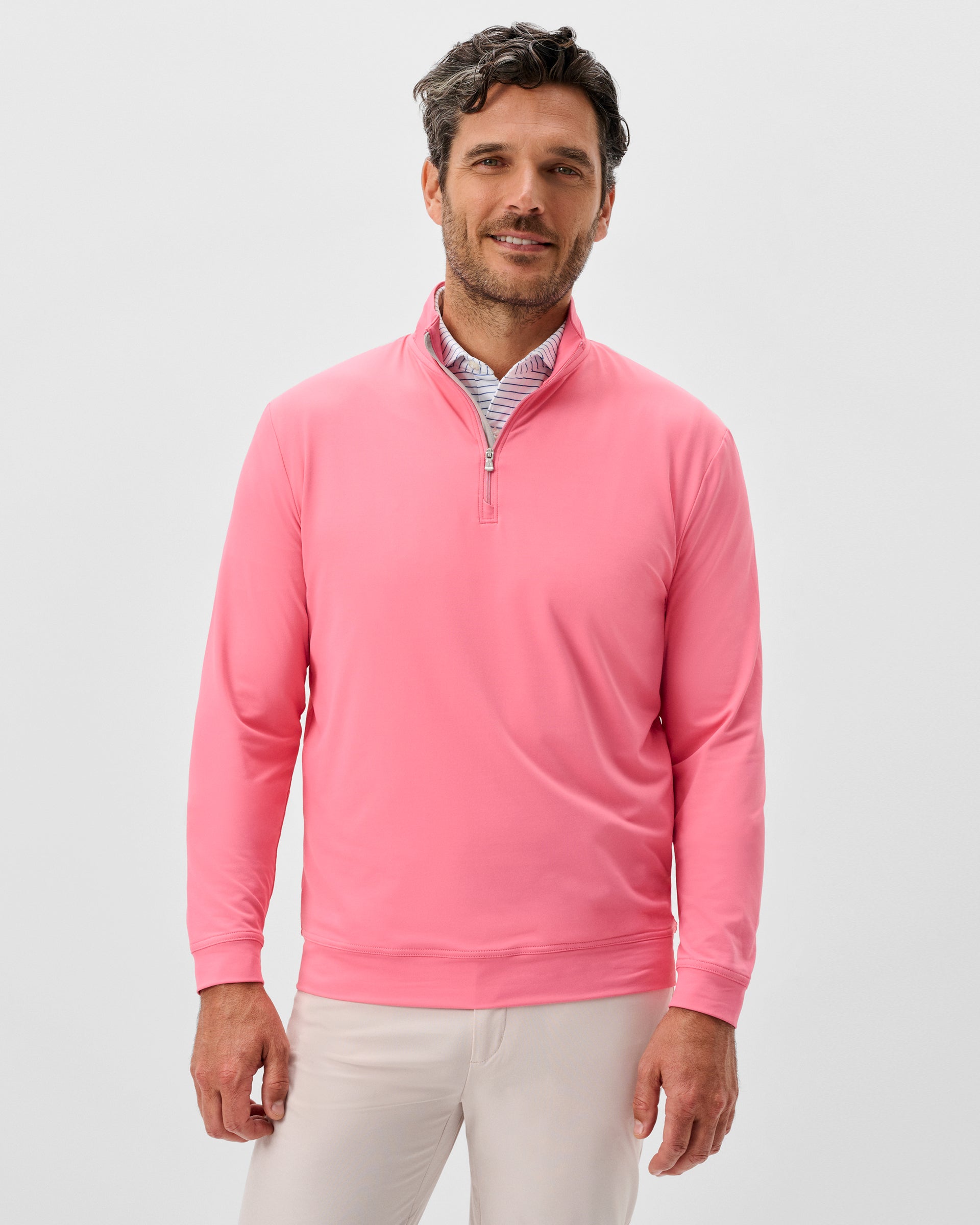 Johnnie-O Motion Performance 1/4 Zip, Pink Lemonade