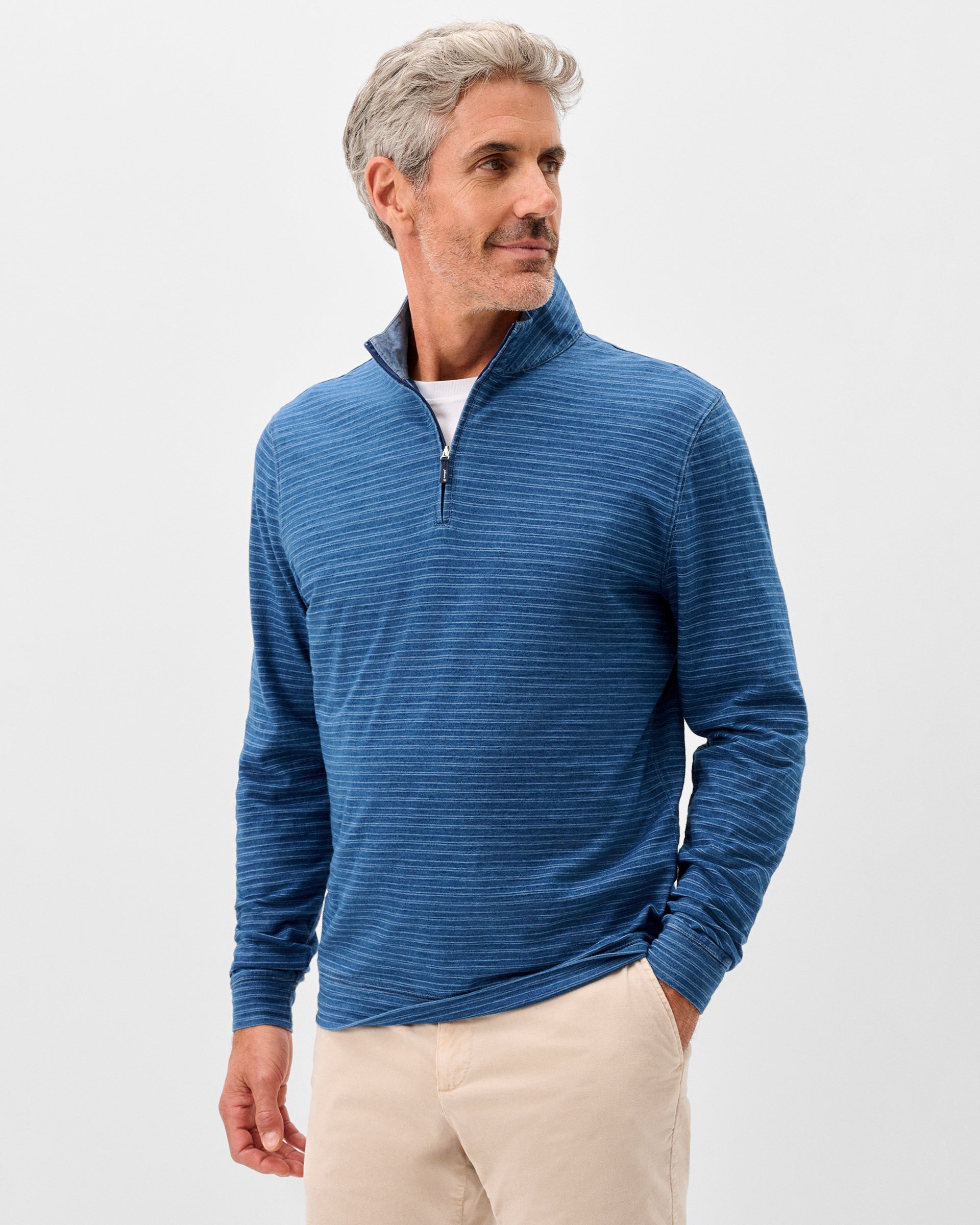 Johnnie-O Genova Hangin Out 1/4 Zip Pullover, Indigo